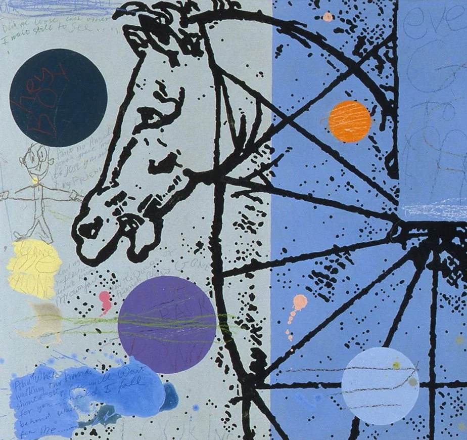 An upper left detail from David Spiller’s acrylic on canvas work, 'Don’t Be Afraid of the Dark'.