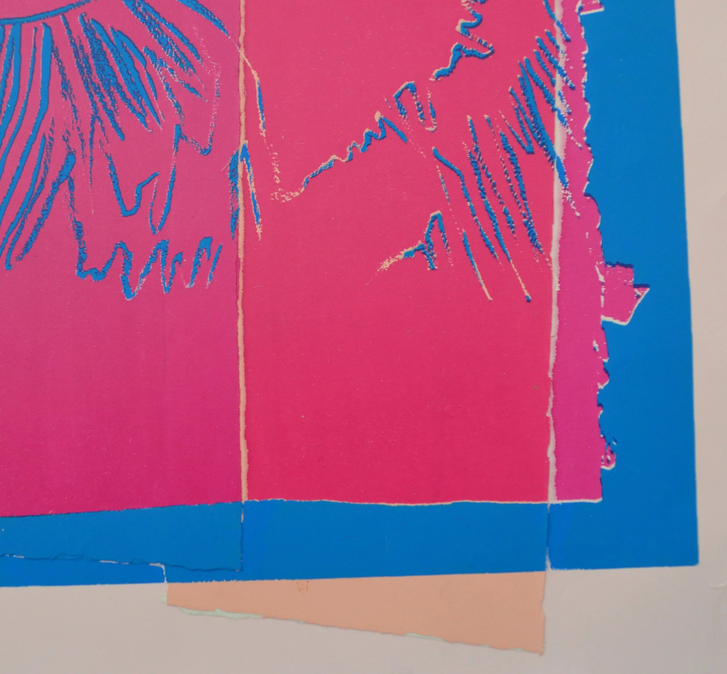 A detail from Andy Warhol’s screenprint and colored paper collage work 'Douc Langur'.