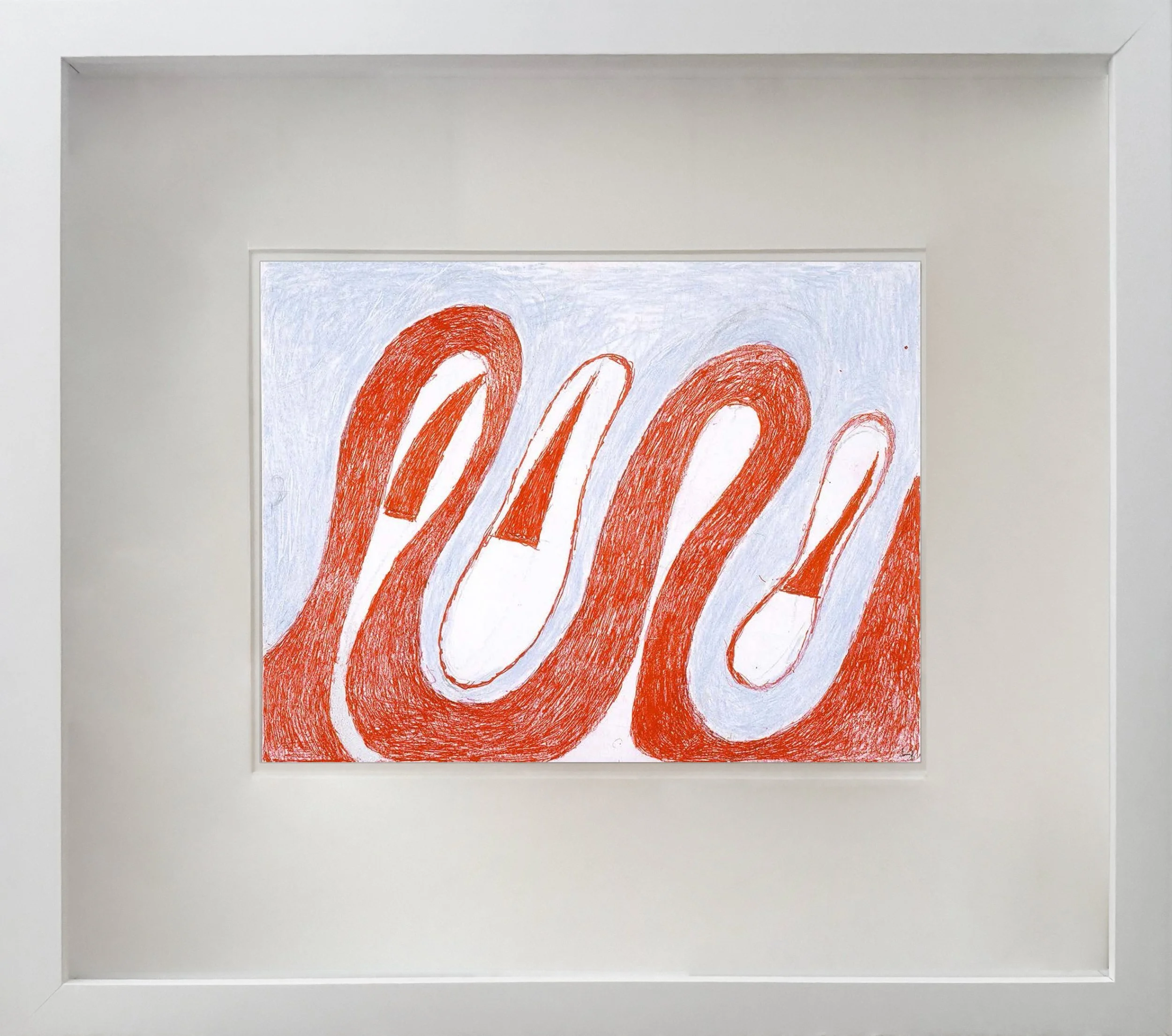 Louise Bourgeois’s work on paper, Untitled (Undulating Ribbon), shown here framed.