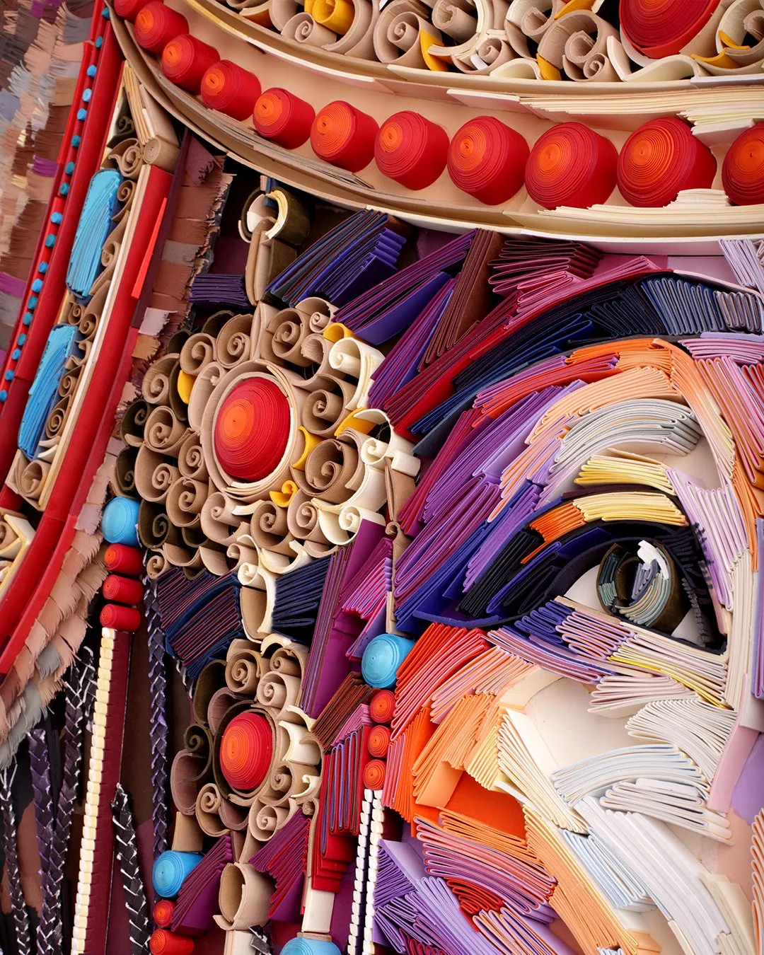 An upper left detail image from Yulia Brodskaya’s 'Shekinah', a work comprised of intricately arranged pieces of paper.