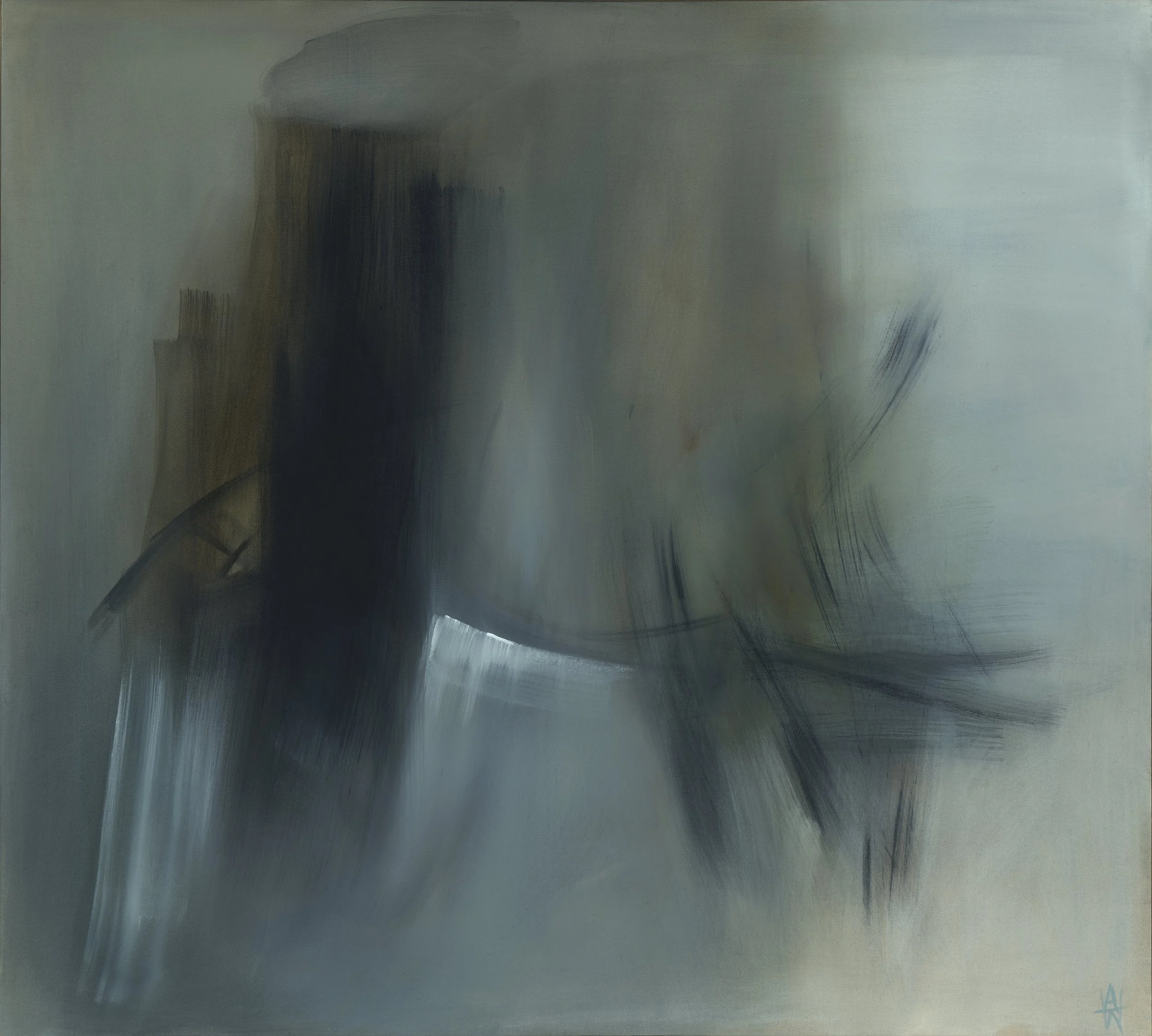 Amy Kirchner’s acrylic on canvas abstract painting, 'Prairie', shown here unframed.