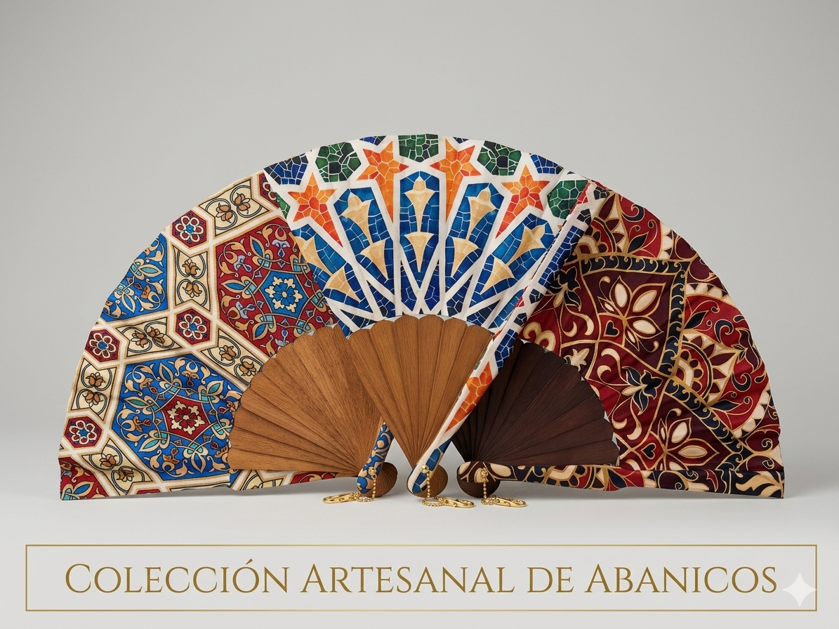 ABANICO BATIK Y SEDA ESTAMPADOS . ABANICOS SEDA SURTIDOS DE COLORES CON FUNDA A JUEGO