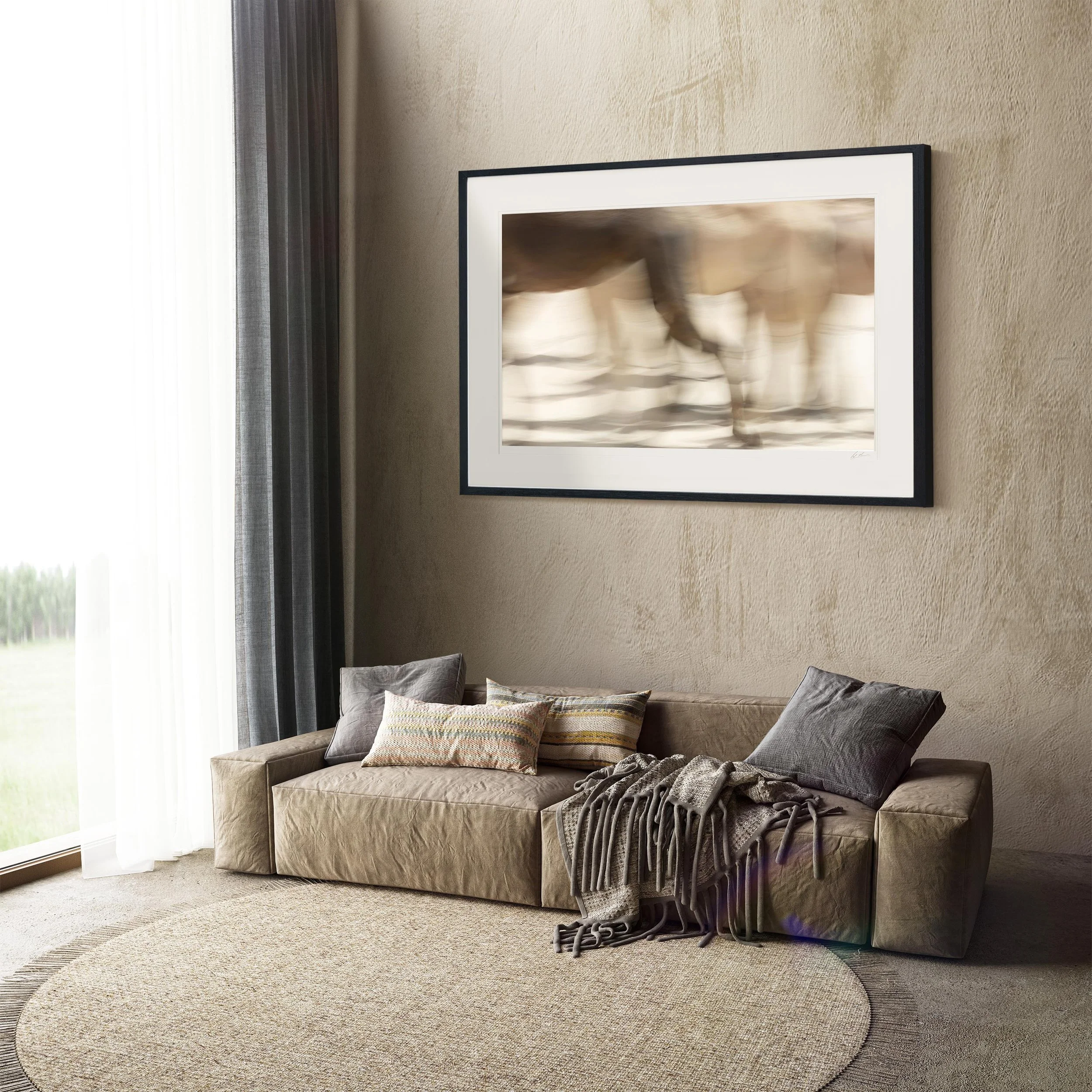 Black Landscape Frame mock up room Camels in Liwa 10.jpg