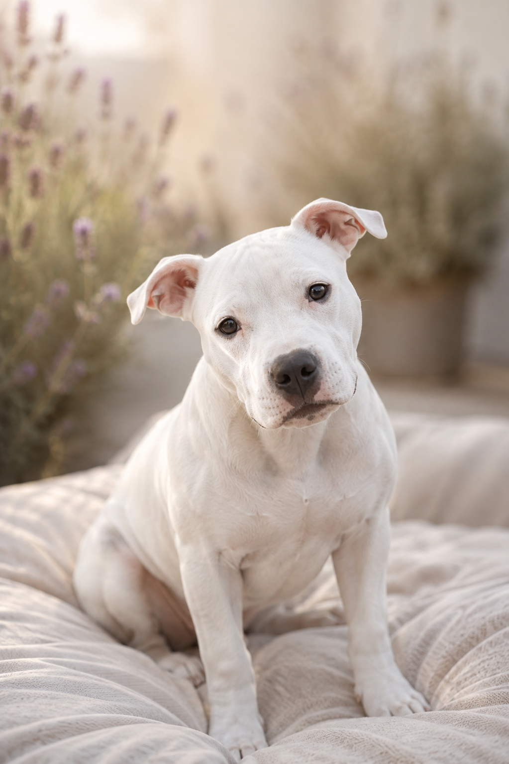 White dog featured in a client testimonial about animal telepathic communication