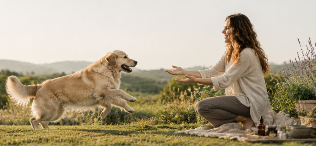 Healthy, happy, vibrant dog enjoying the benefits of a holistic lifestyle and natural nutrition.