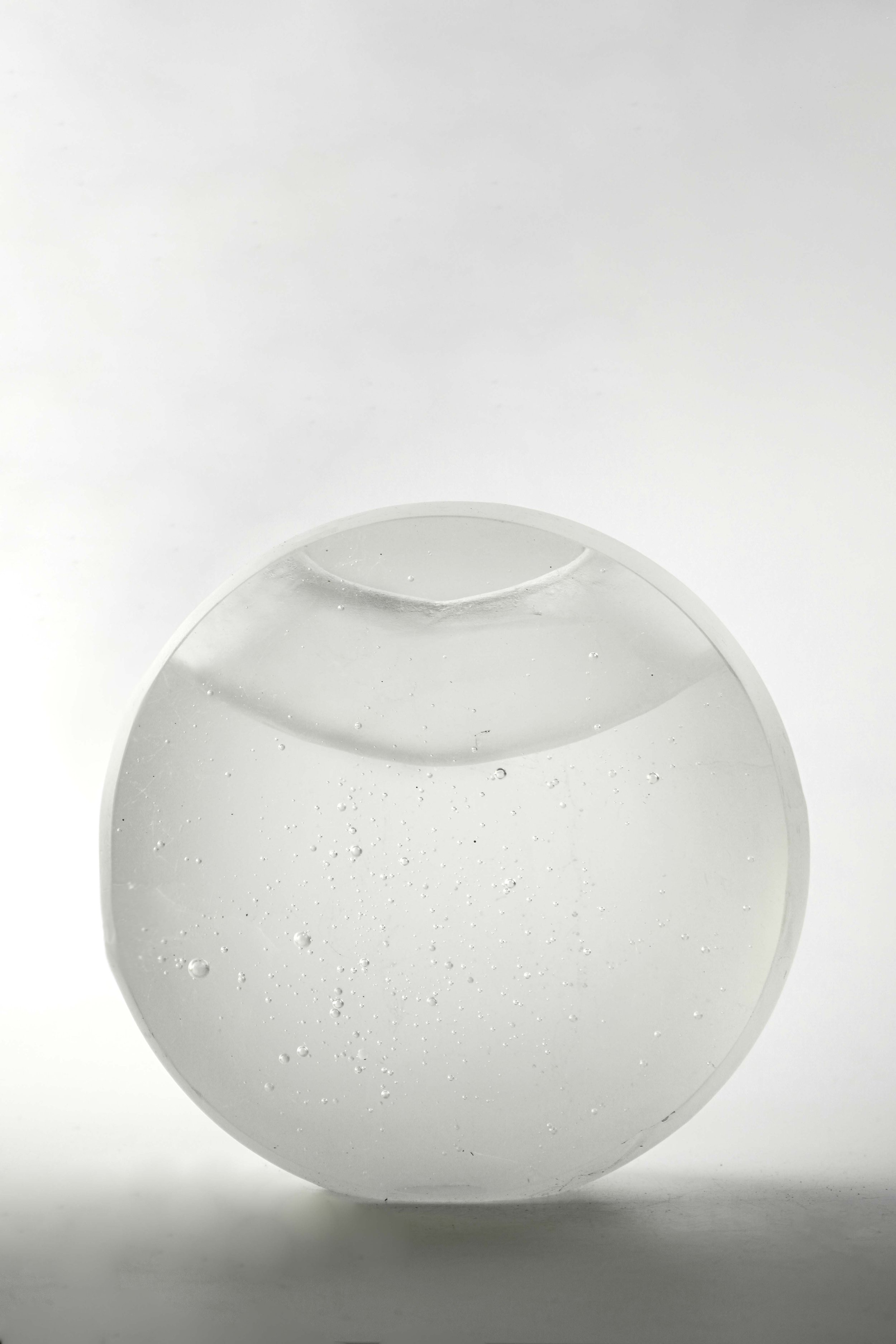 Hollow Core 1(clear) kiln cast glass, 9.5”x11”5.5”, 2022, Photo Credit Joyce Miyake-Faraji