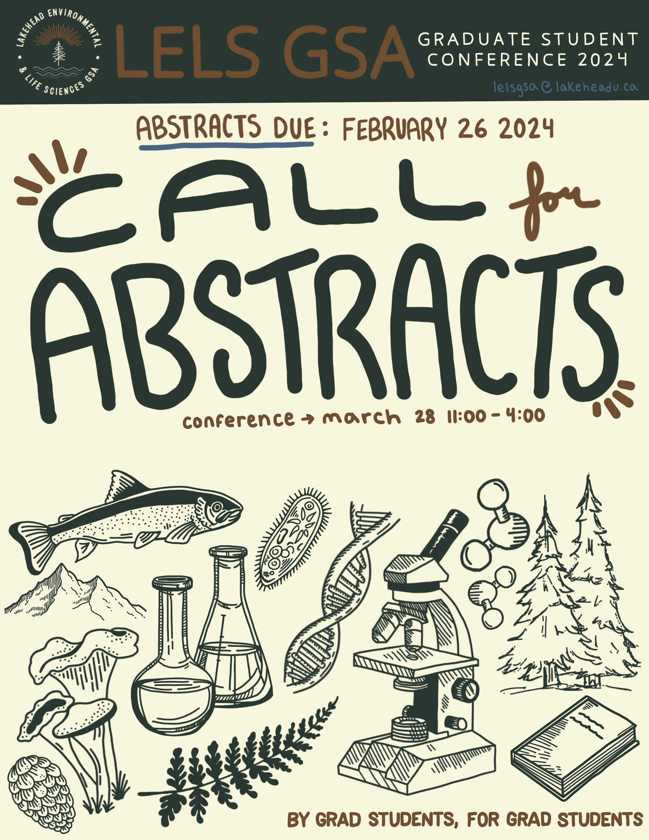'Call for Abstracts' Poster created for student association at Lakehead University.