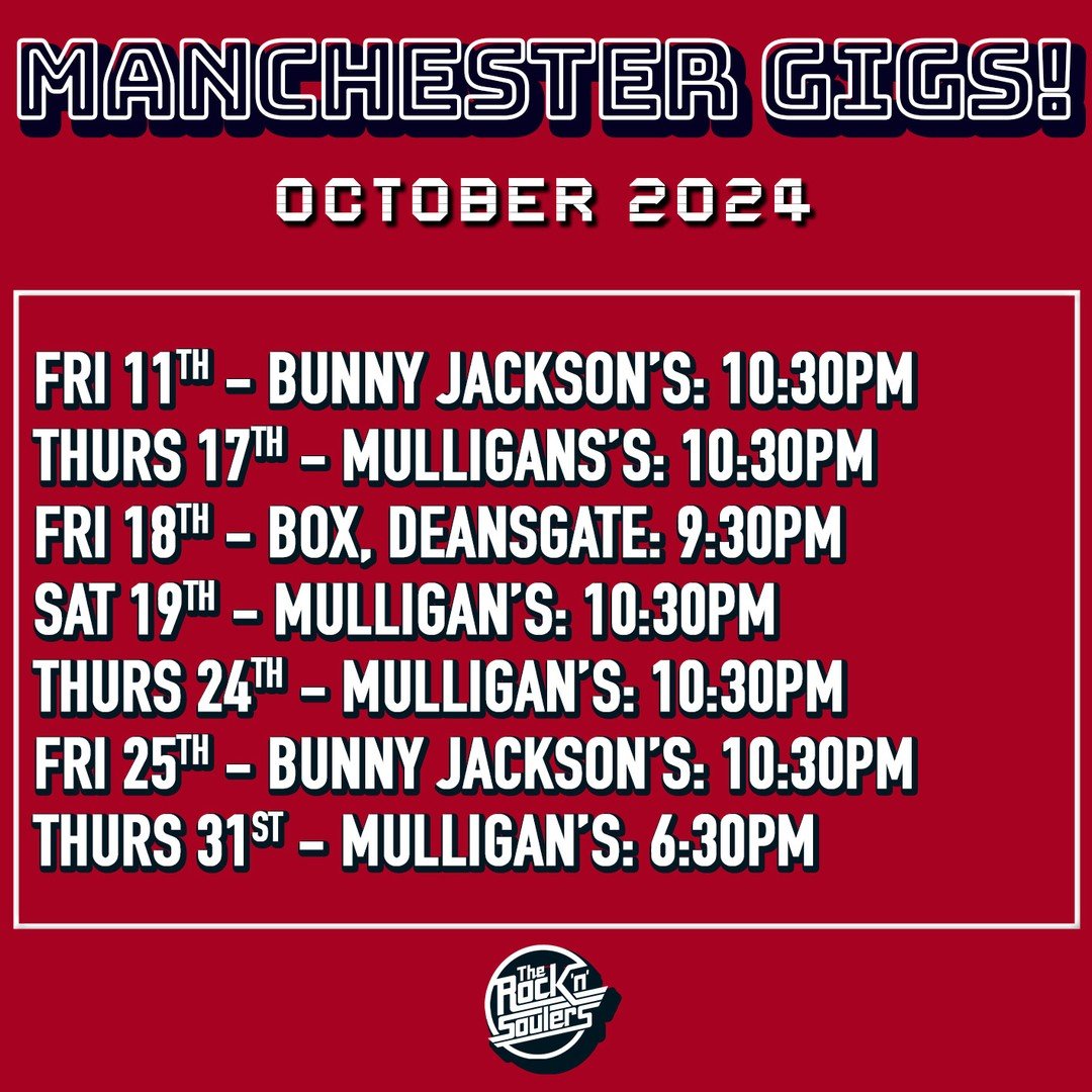 Hey everyone! Excited to announce we've got LOADS of public gigs in Manchester coming up so here's a list for October. It's a busy time of the for us performing in manchester's finest drinking establishments and we hope you can join us! 

Listings fo