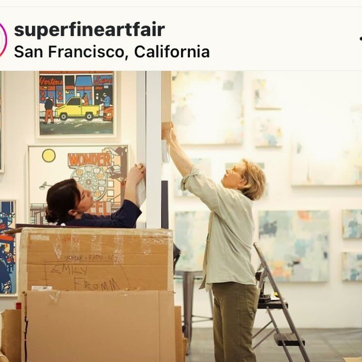 Hard at work finishing up for tonight&rsquo;s opening. Look forward to seeing you all there&hellip; rain or shine!.
.
.
.
#superfineartfair #superfinesanfrancisco #superfineworld #artcurator #interiordesign #abstractpainting #colorismyjam #bayareaart