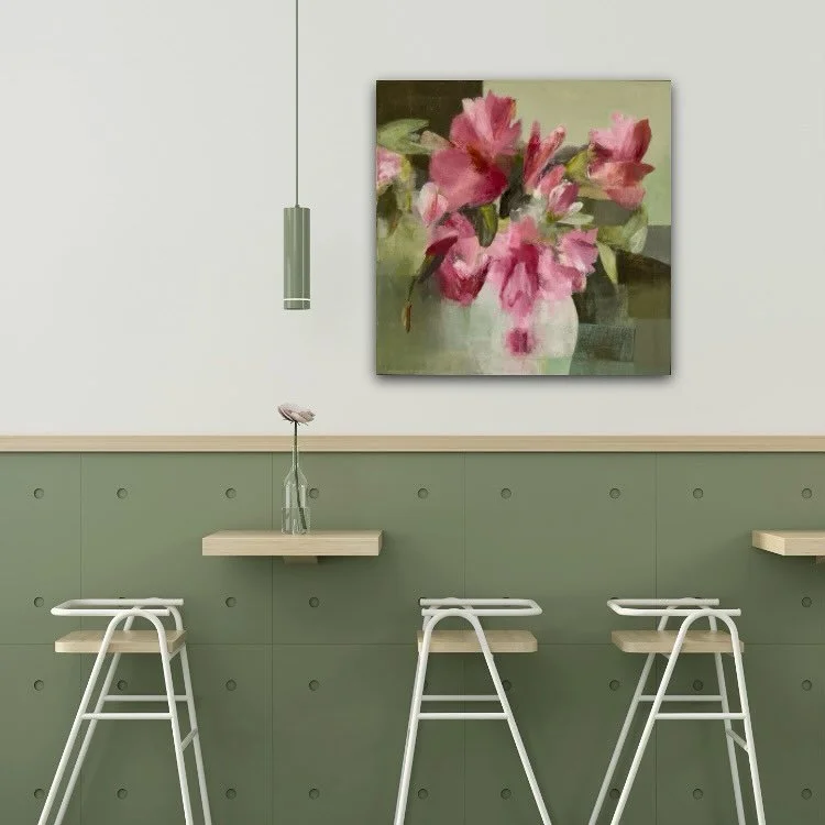 Keeping summer alive with First Blush 20&rdquo; square/framed. I am a confirmed flower floozie and I always hate to see the blooming season come to an end, but I keep it alive with my abstract botanicals.
.
.
.
#mixedmediabotanicals #abstractpainting