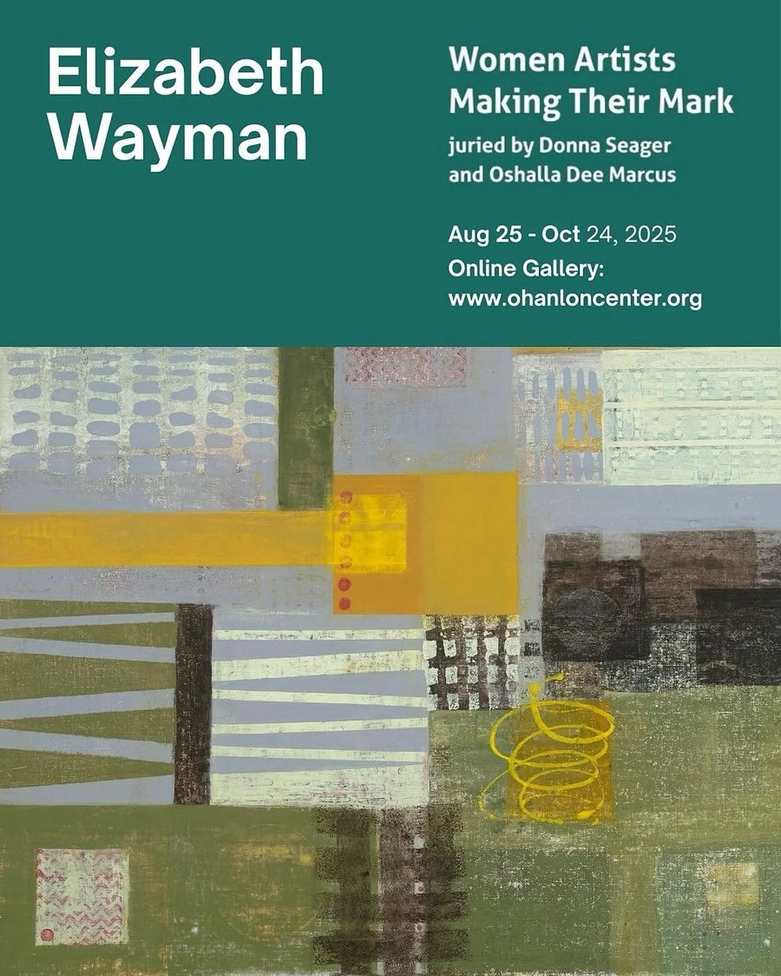 The day has arrived and &ldquo;Women Artists Making Their Mark&rdquo; is now live! Lots of beautiful work at Ohanloncenter.org.
.
.
.
#ohanloncenter.org #womenartistsmakingtheirmark 
#bayareaartist 
#artcollector 
#abstractcomposition 
#interiordesig
