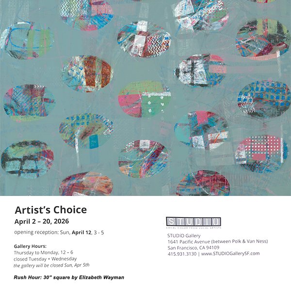 Reception For the Artist's Choice Show this Sunday 3-5 and please stop by if you can! 49 artists work to peruse on the walls of Studio Gallery in San Francisco.
#@studiogallerysf #mixedmediaartist #abstractartwork #bayareaartist #dailycollector