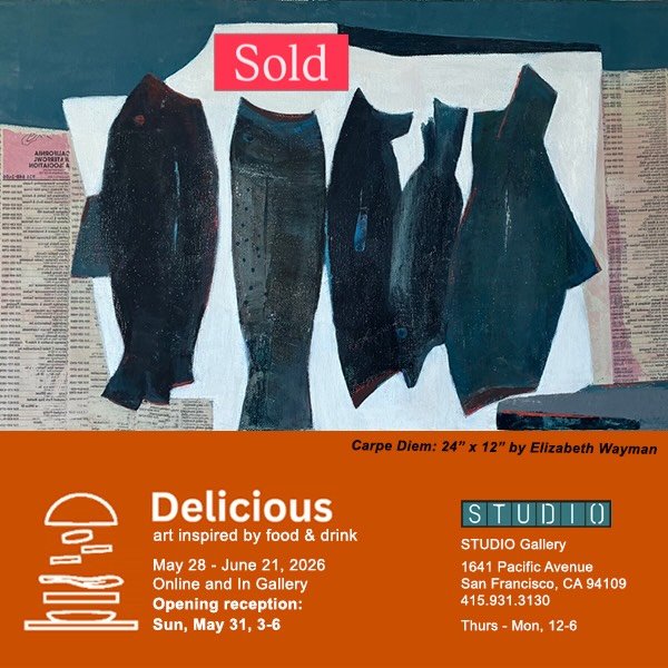 &ldquo;Carpe Diem&rdquo; happily sold from the Delicious Show! Exhibition on through June 21st online or at the gallery. Check out all the wonderful art while it&rsquo;s still up.
.
.
.
#studiogallerysf #deliciousshow #artforhome #smallpaintingstellh