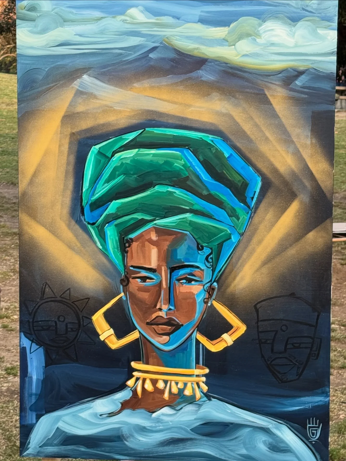 beautiful piece we create painting live with @launch_la at @headwrapsinthepark 🫶🏾
