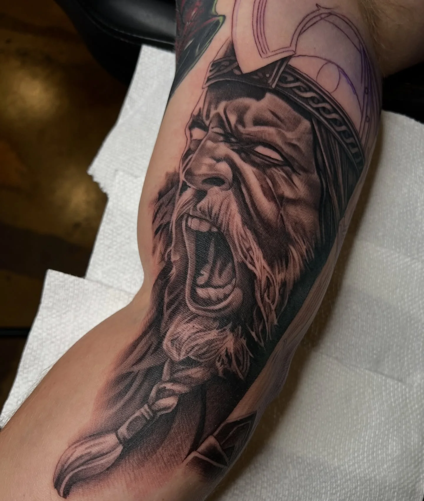 First session on this Viking one more to go #tattooartist #palmbeachgardens #palmbeach #tattoo #southflorida #fl #florida #tattooed #floridatattooartist #westpalmbeach #explorepage #jupiter #lakeworth #boytonbeach #traditionaltattoo