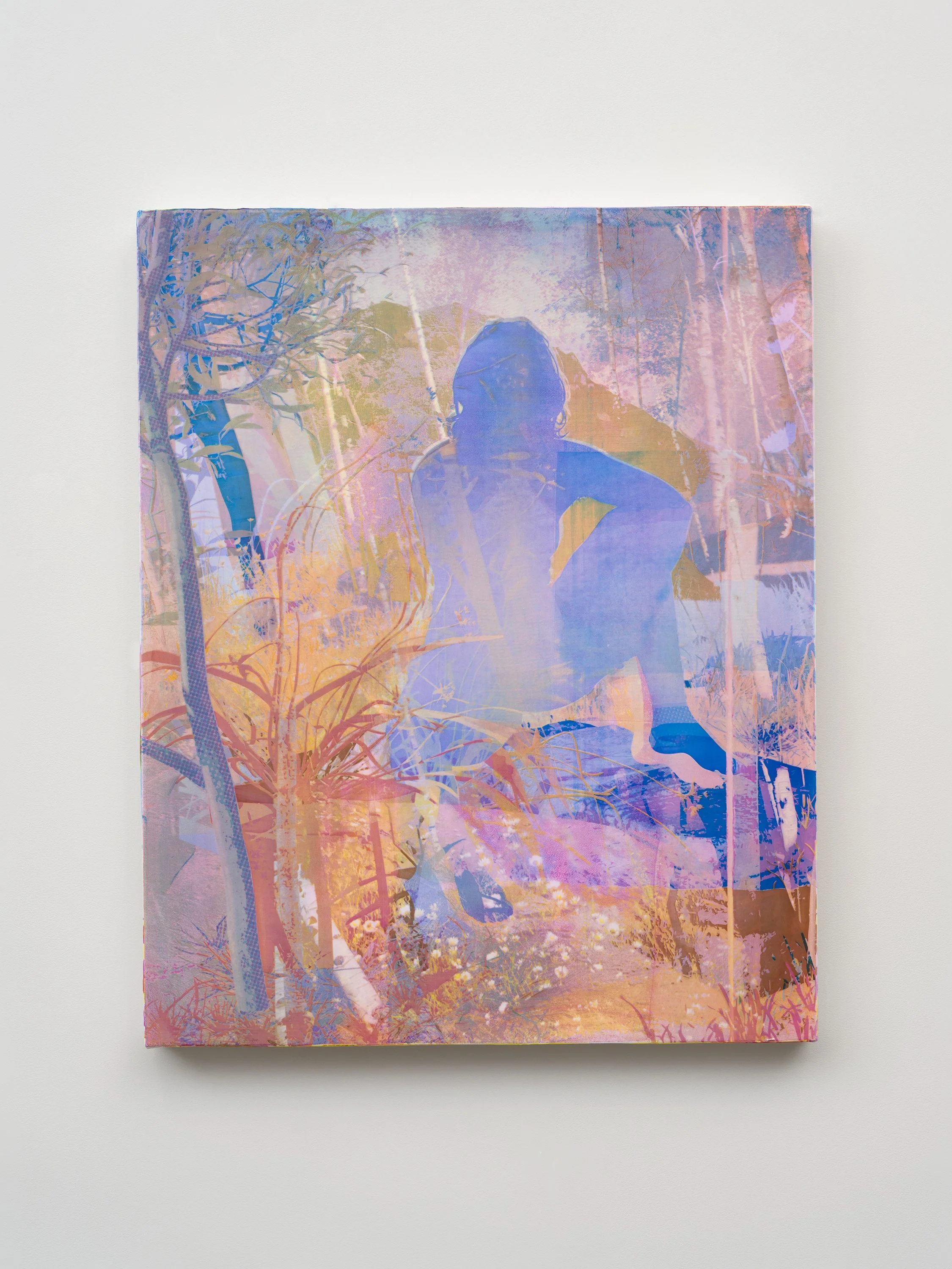 “Straddler,” 2026. Acrylic and watercolor pencil on canvas-wrapped panel. 30" x 24" x 1 ³⁄₄"