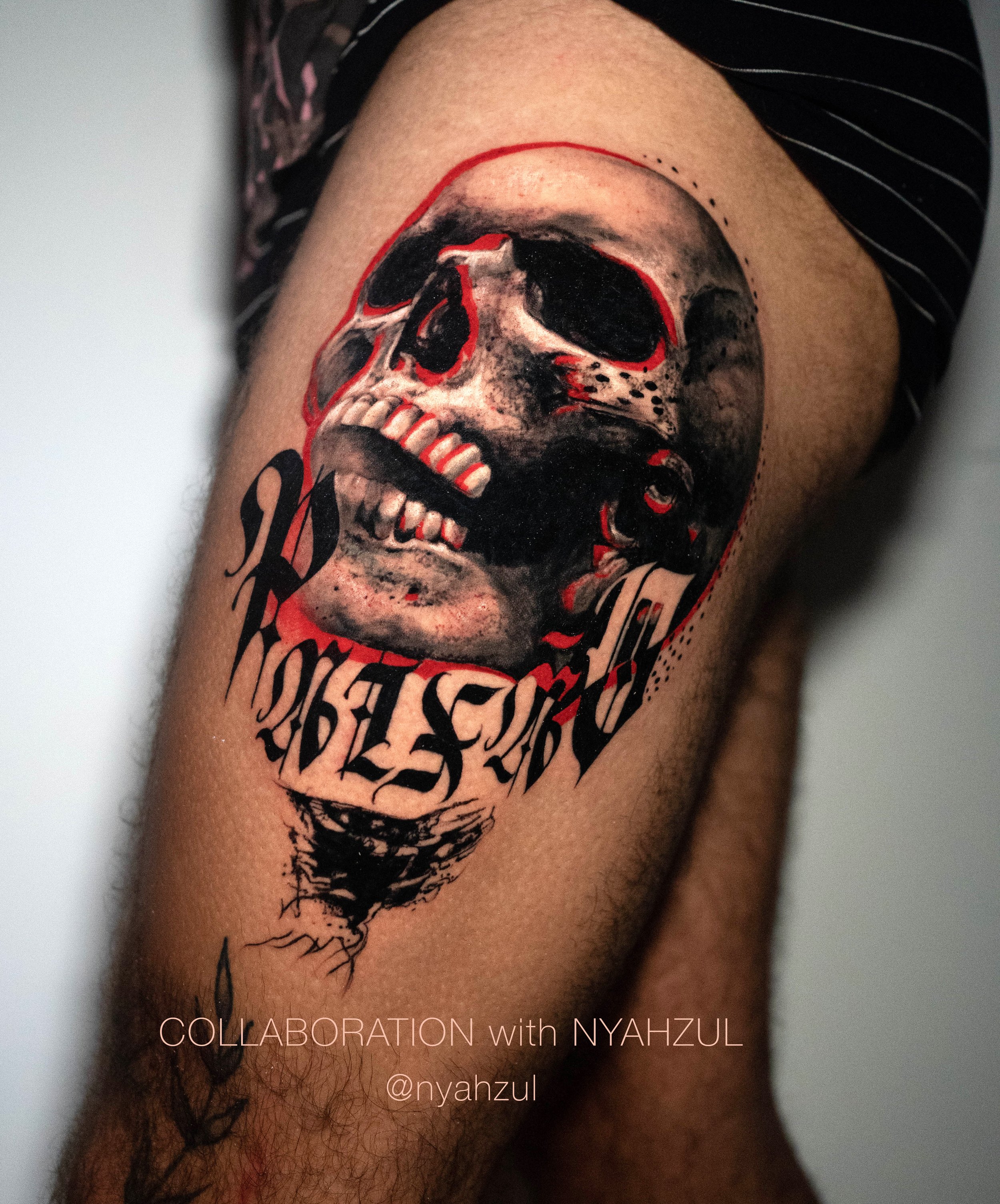  Collaboration with Nyahzul (@nyahzul) done in Barcelona, Spain at Four Roses Fine Line Tattoo Studio, 2022 
