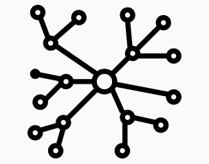 Line drawing of branching paths joining at a central point, representing adapting together as life changes