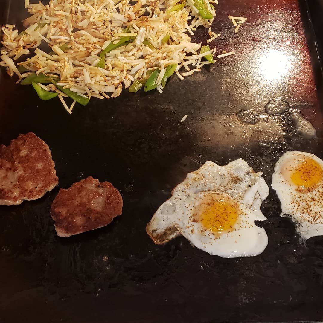 My un-vegan breakfast was also cooked on the griddle.