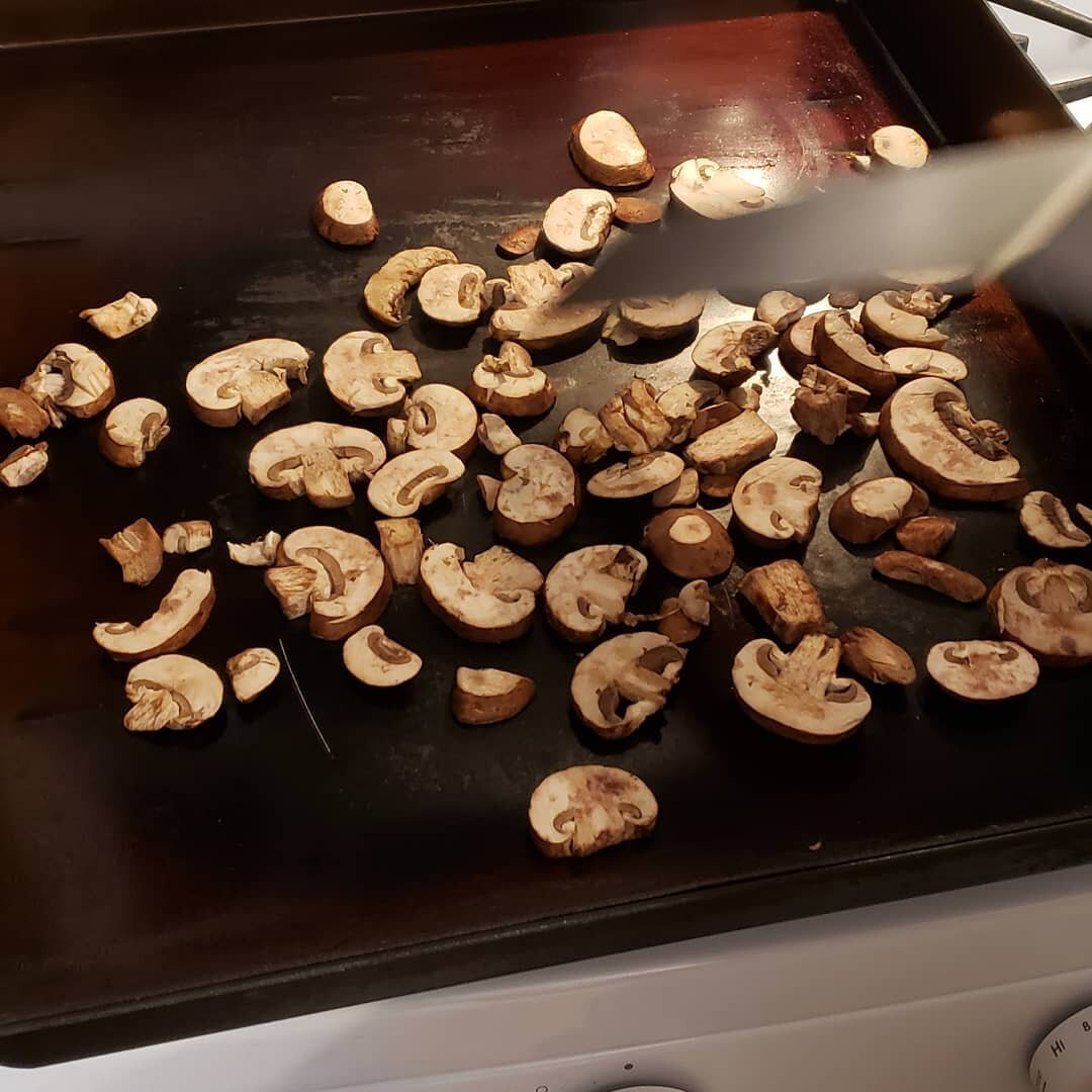 Wife cooked mushrooms on the griddle this morning.