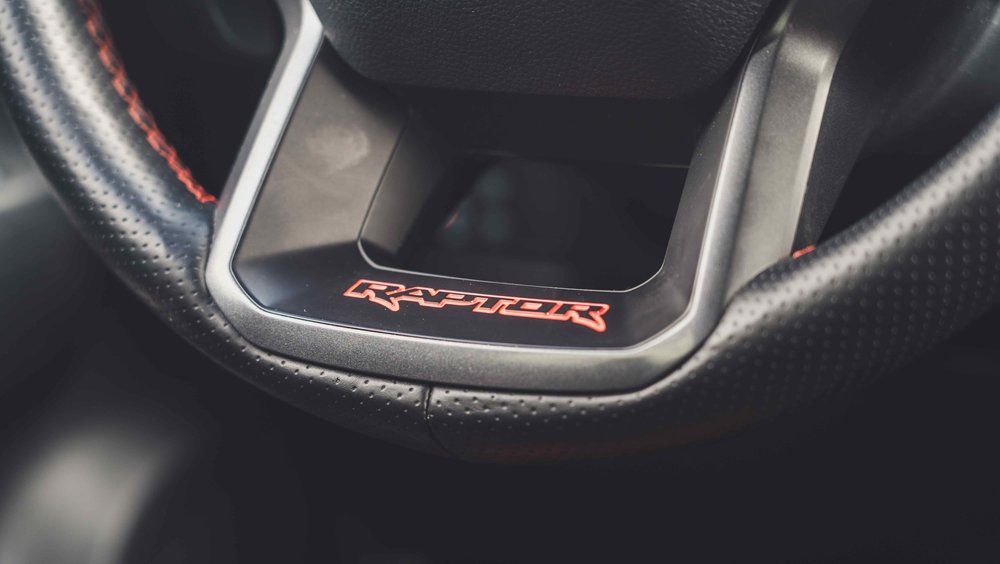 Ford Ranger Raptor interior steering wheel detail