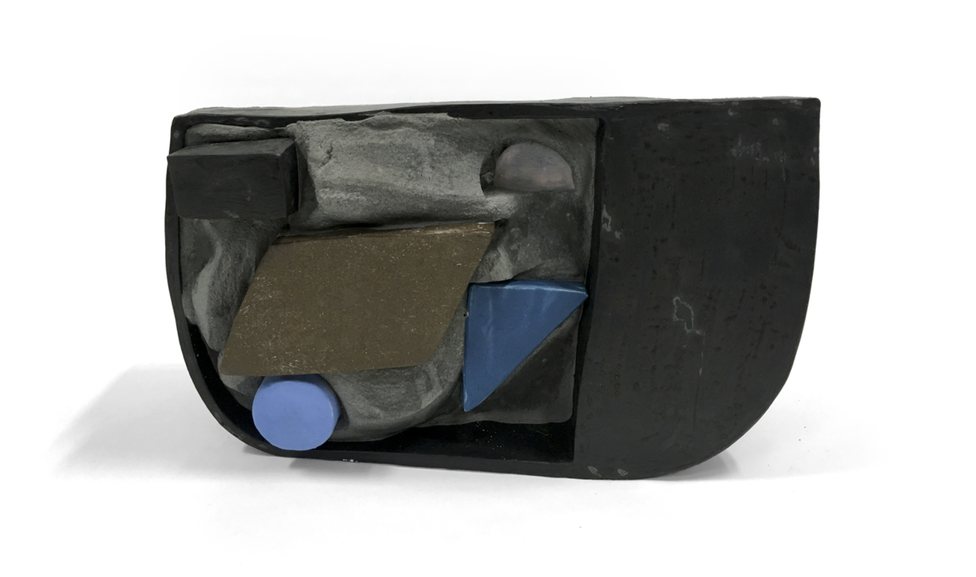  Fawn Krieger  Experiment in Resistance 65 , 2019 fired clay, underglaze, cobalt-oxide, concrete, pigment 13.5 x 5.75 x 7.5 in / 34.25 x 14.5 x 19 cm 