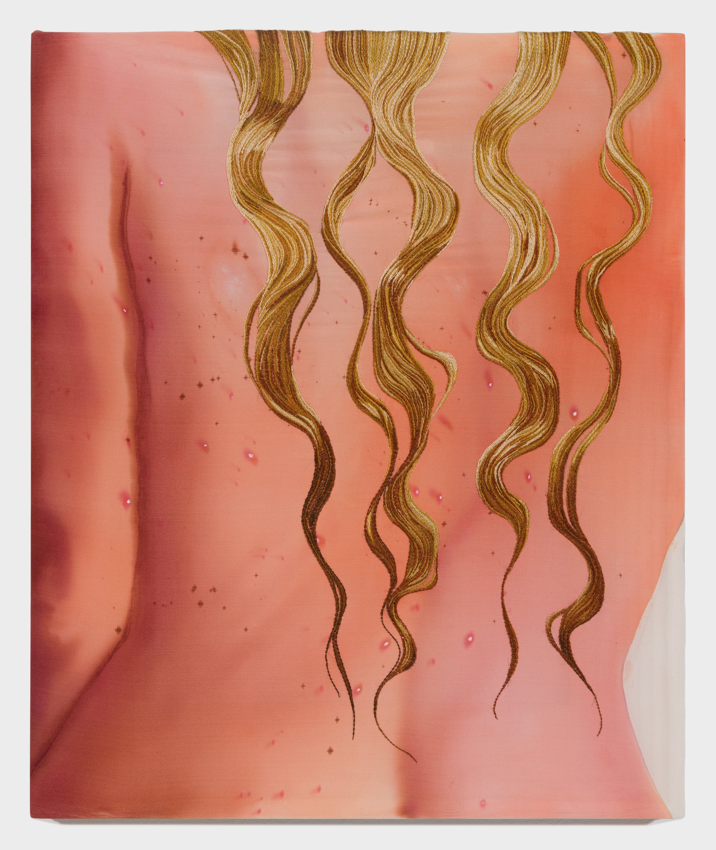 Katarina Riesing Bather, 2021 Dye on embroidery on Silke crepe de chine 18 x 14.5 inches / 45.72 x 36.83 cm 
