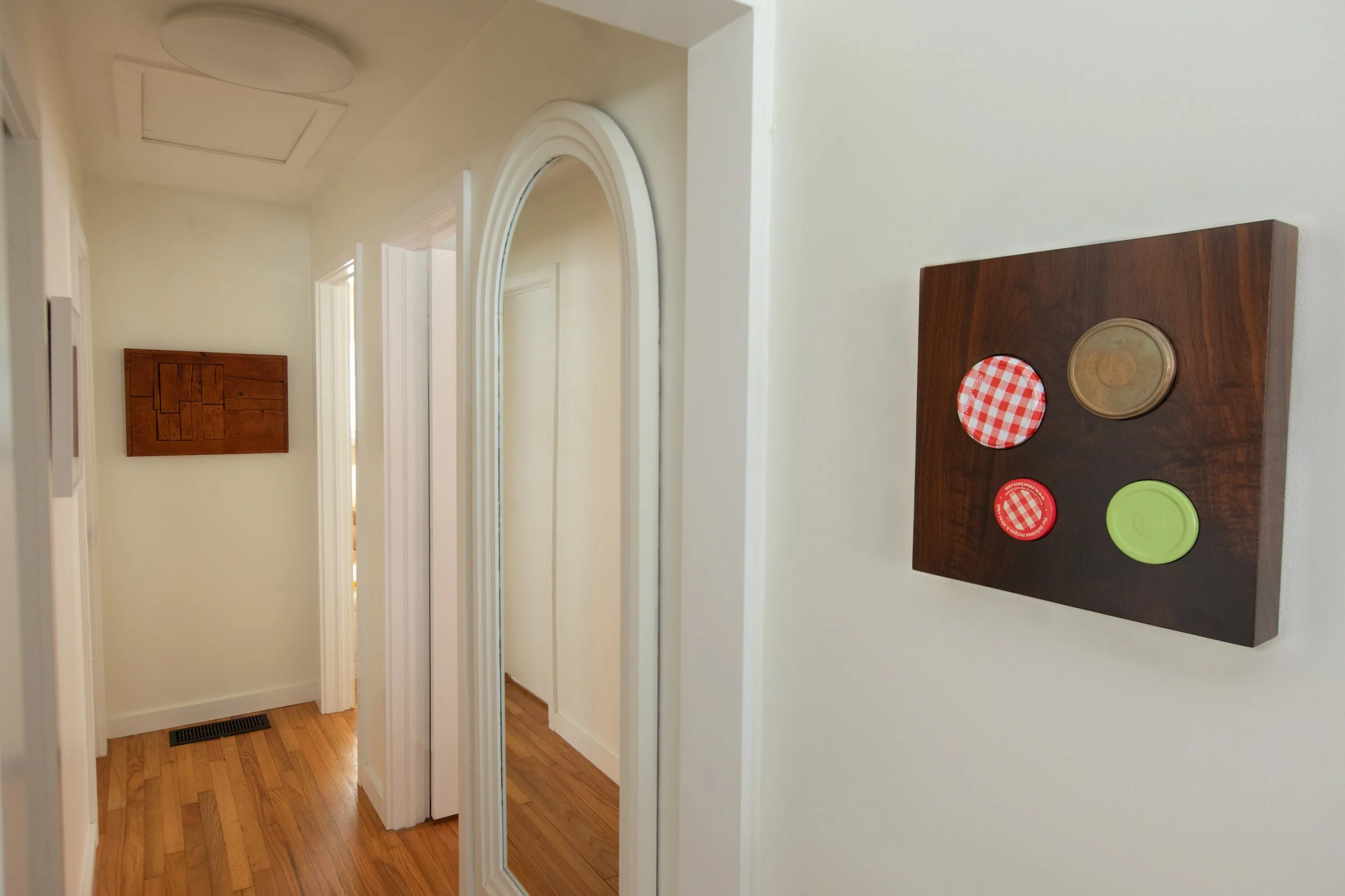 Mildred Thompson and Michelle Grabner  Michelle Grabner  Untitled , 2022 walnut, bronze, steel, 12 x 12 x 2 in. Courtesy of the Artist 