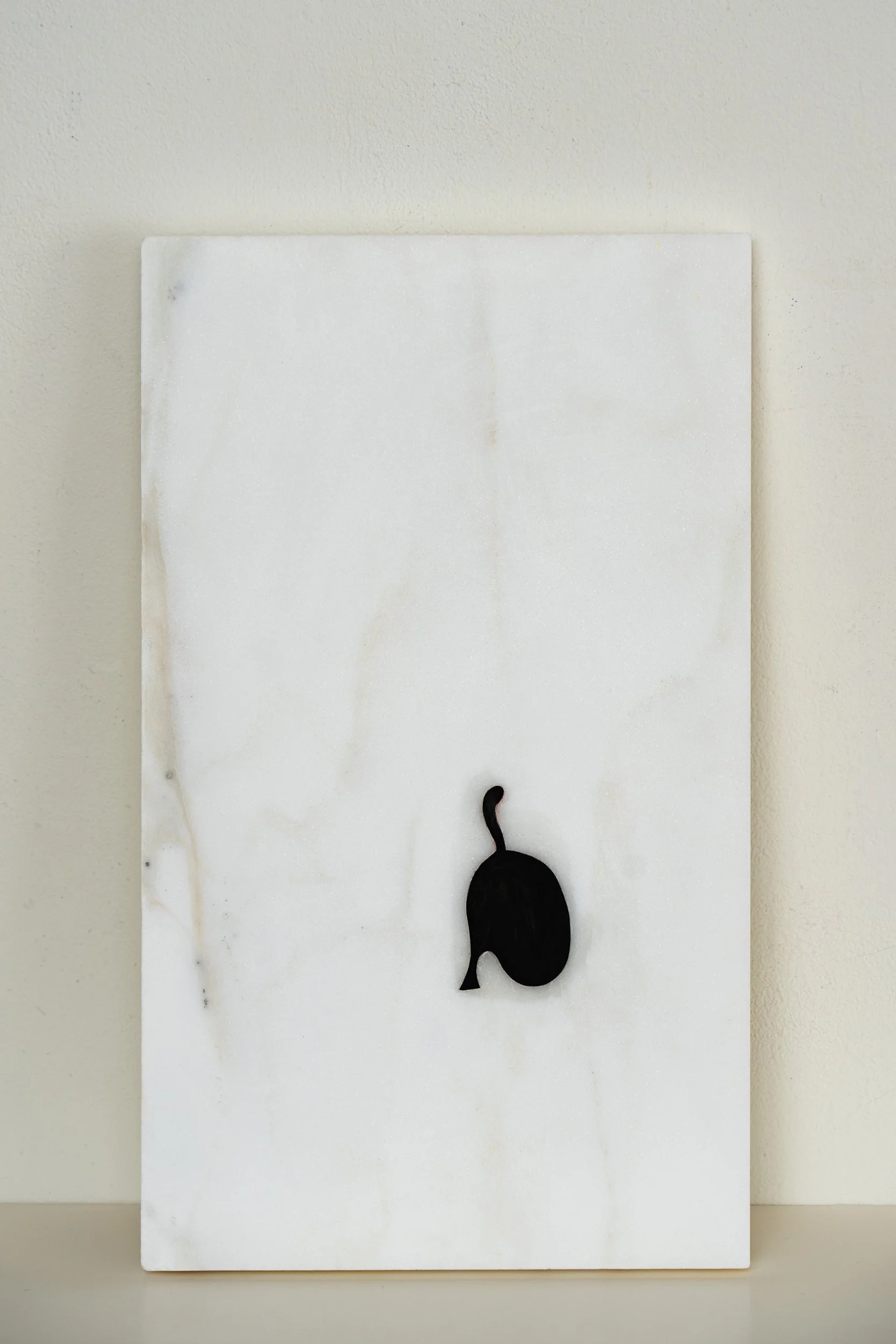  Léonie Guyer  Untitled, no. 116 , 2022 Oil and incised line on marble 3 ½ x 8 in. Courtesy of the Artist 