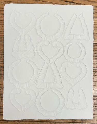  LaKela Brown  Doorknocker (WIP),  2024 Embossed Cotton 14 x 11 in Courtesy Ellie Rines Gallery, NYC 