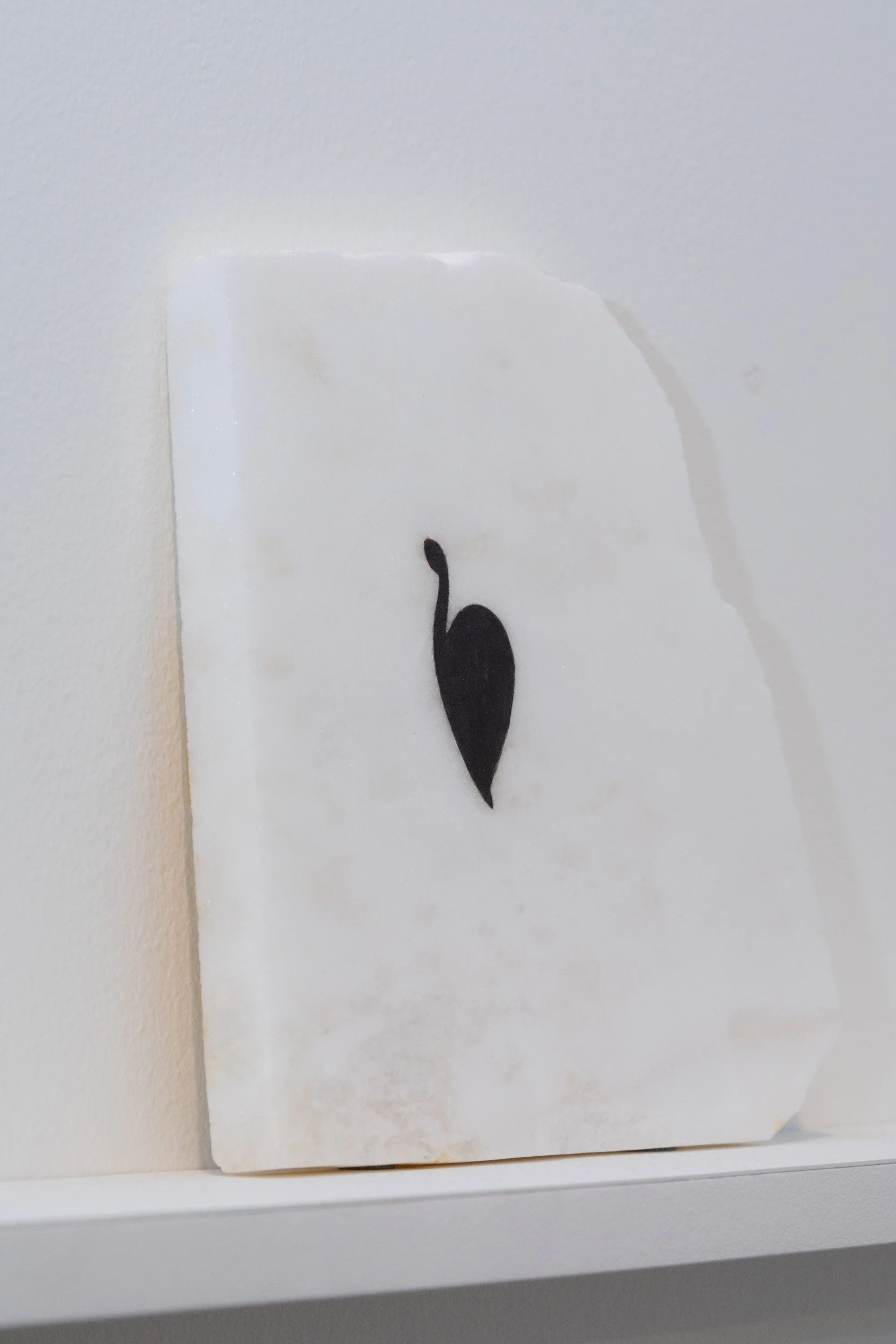  Léonie Guyer  Untitled, no 123 , 2024 oil and incised line on marble 7 3/8 × 7 in Courtesy of the Artist 