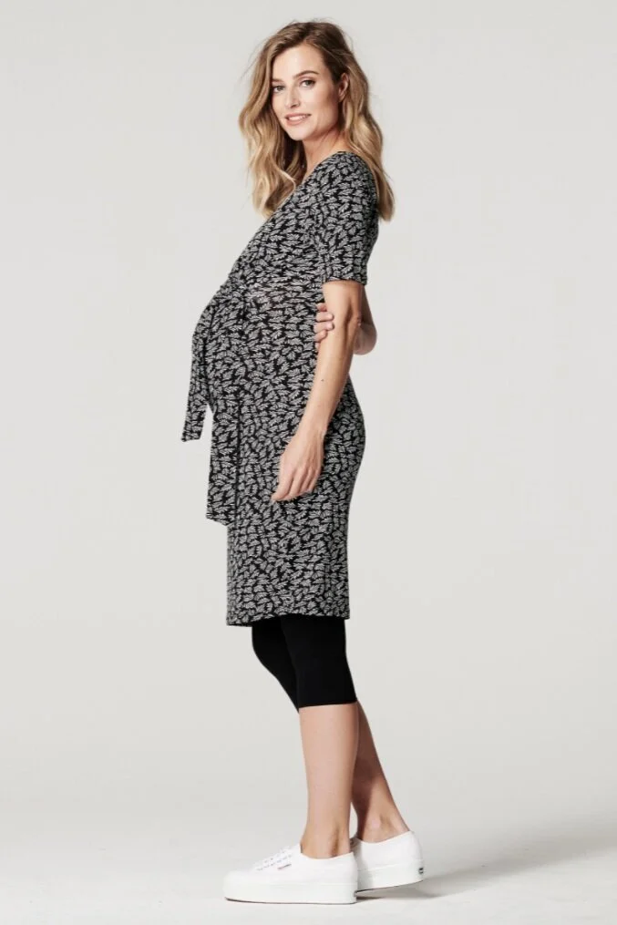 black and white wrap dress Black/White / XXS / R125PO1658 Scribble Dot Print Stretch Plisse Wrap Dress main image 0