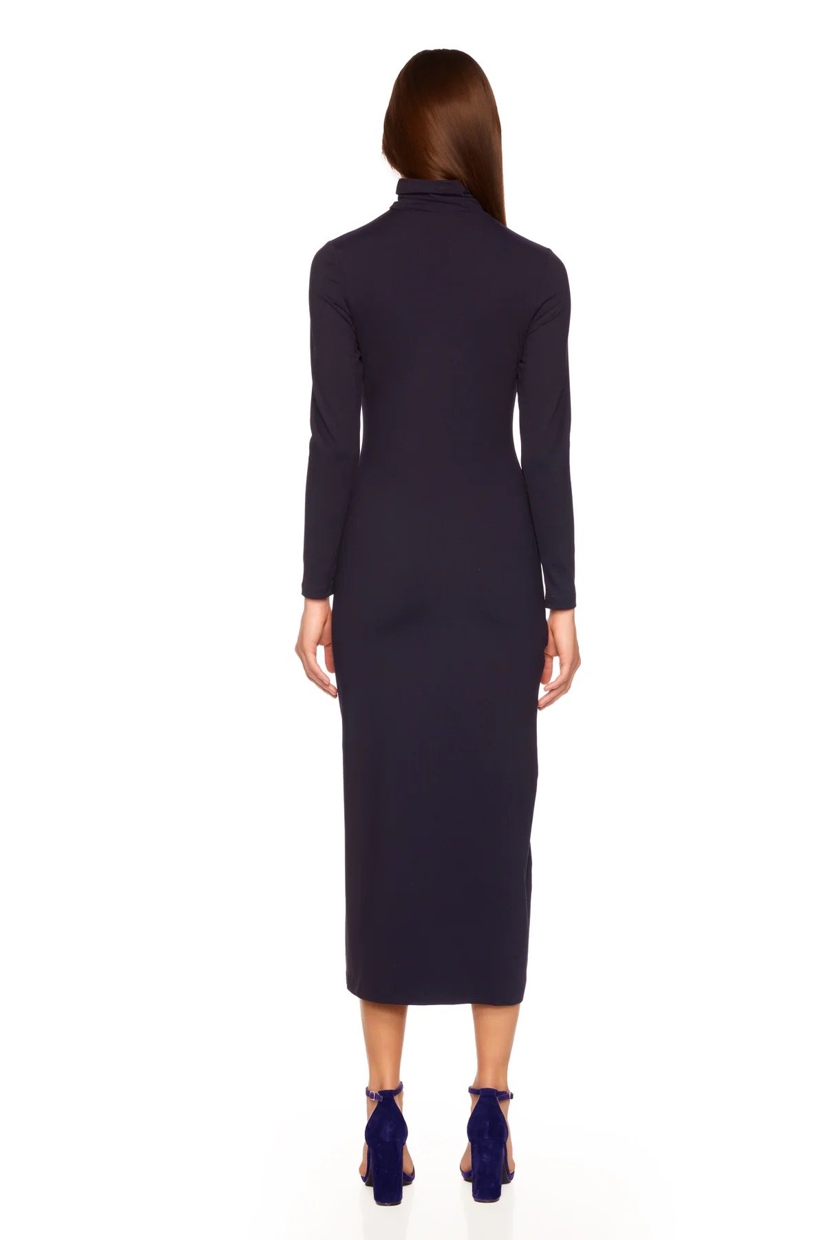 Midnight Long Sleeve Turtleneck Slit Dress 3.jpeg