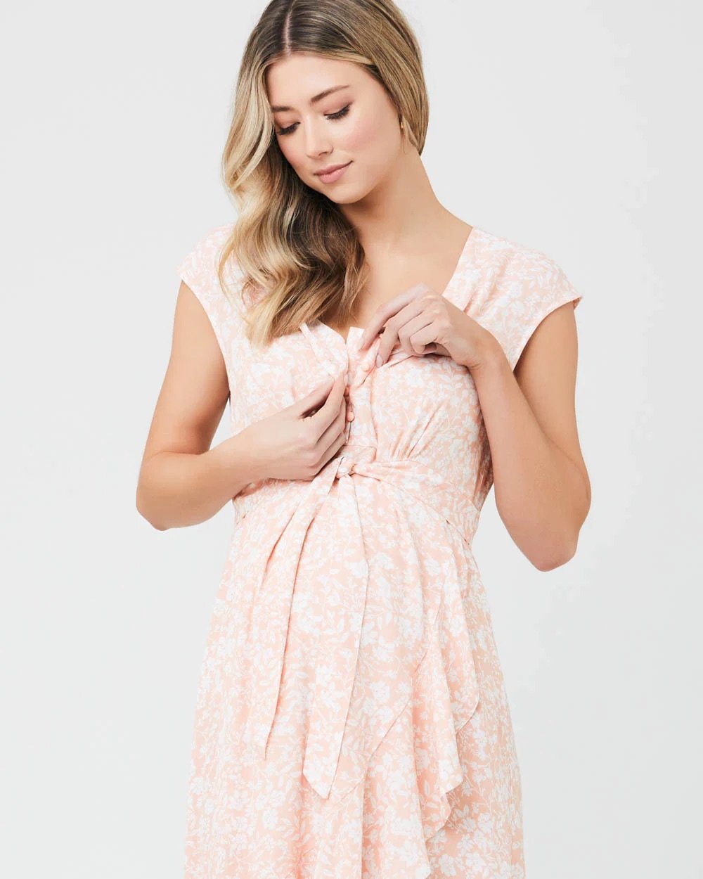Peachy Pink Alanna Tie Front Dress1.jpeg