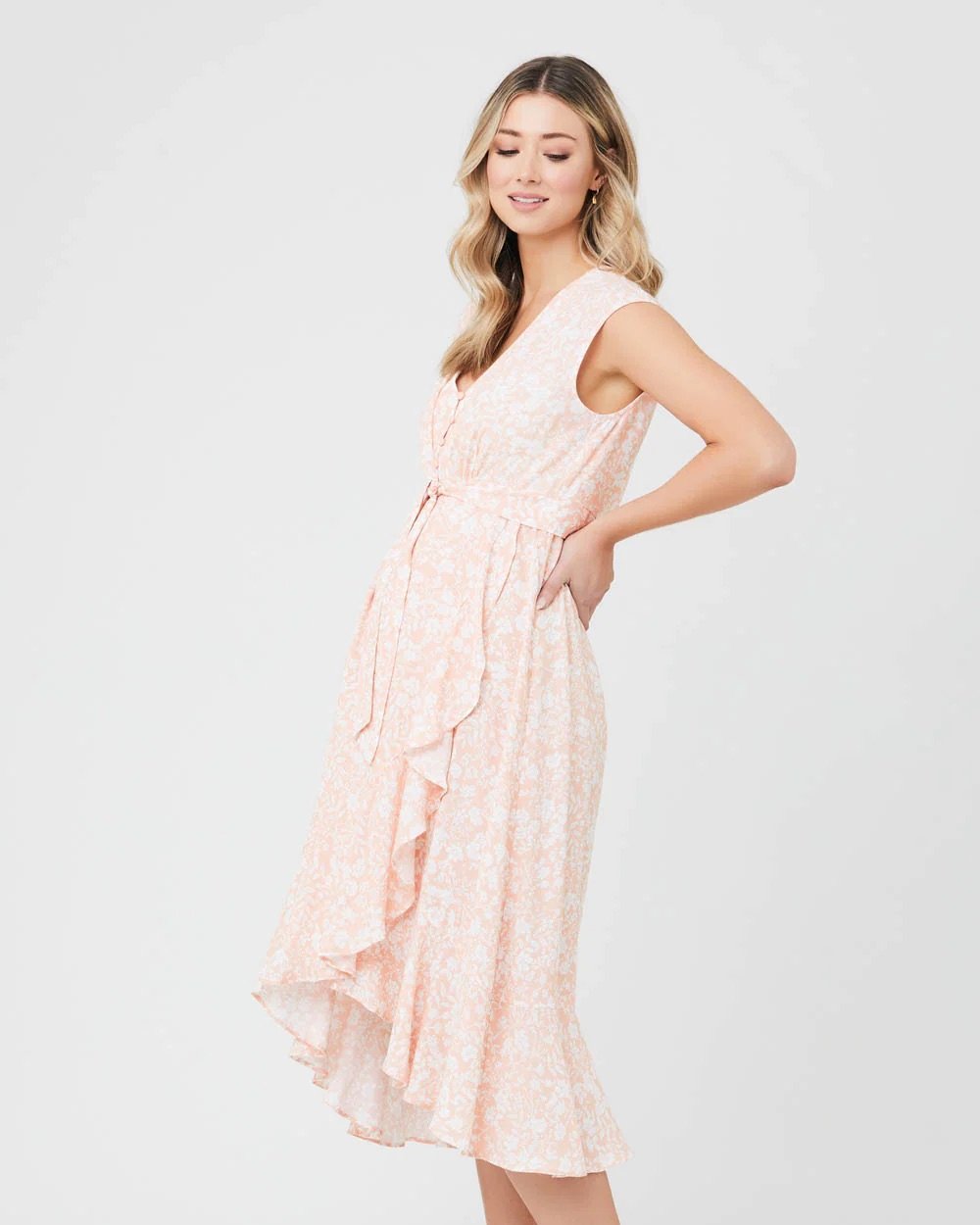 Peachy Pink Alanna Tie Front Dress3.jpeg