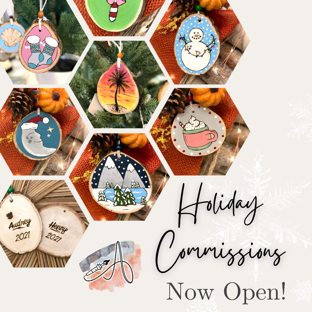Holiday Commissions are ⁣N O W  O P E N !

Ornaments start at $20 (name +/or date included)
Send me a message to get started!

#customart #christmas #christmasornaments #ooak #giftideas #centralillinois #springfieldillinois #artist #woodburning #pyro