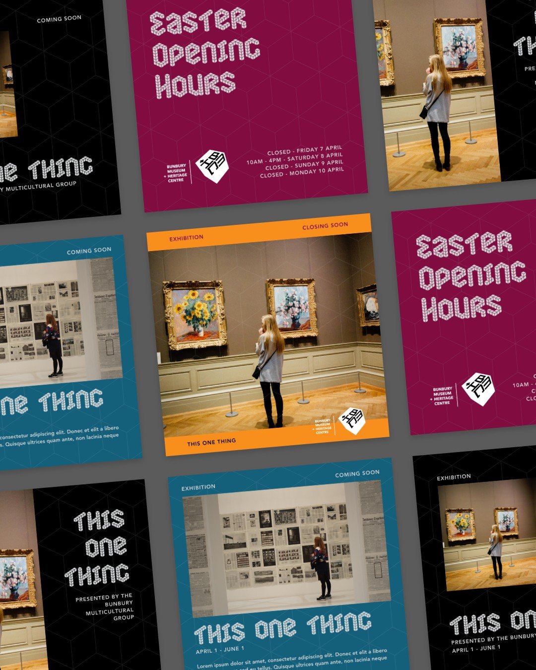 Final set of custom #Canva templates for @cityofbunbury. Refreshed social tiles, posters and flyers for the @bunburymuseum team 🙌