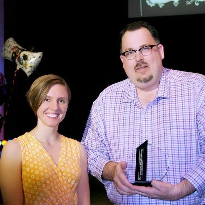 Kirk received the “Outstanding Mentor Award” from  Cincinnati Christian University’s  Masters in Counseling Program.  One of Kirk’s students, Sarah Lucas (left),  nominated and presented him with the award.