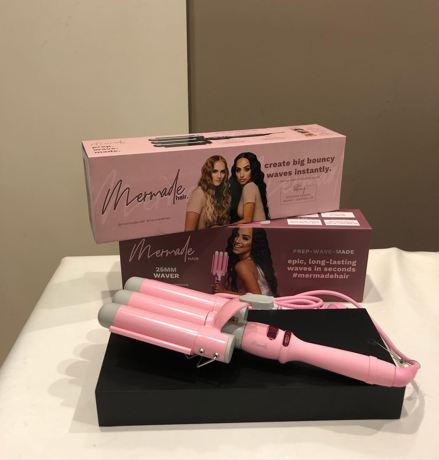 You&rsquo;ve seen them all over your socials and now you&rsquo;ve got the opportunity to get your hands on one! @mermade.hair stylers now in store! Pink and black available 🧜🏼&zwj;♀️
&bull;
&bull;
#mermadehair #wavewand #wavegoodbyetobadhair #adela