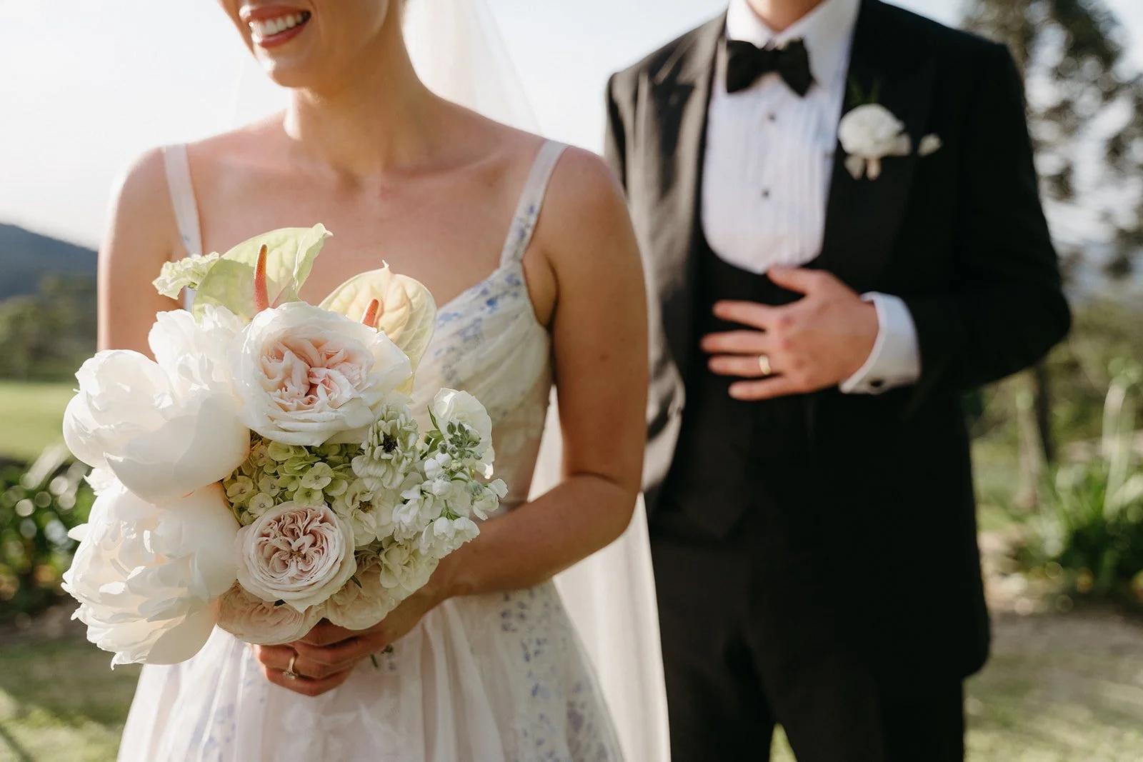 Modern wedding flowers, flower towers, floral pillars, garden wedding, modern garden wedding, Maleny Wedding, Maleny Wedding Florist, Maleny wedding flowers, garden wedding flowers, Be My Muse Studio Photography, Garden wedding ceremony, roses, hydra