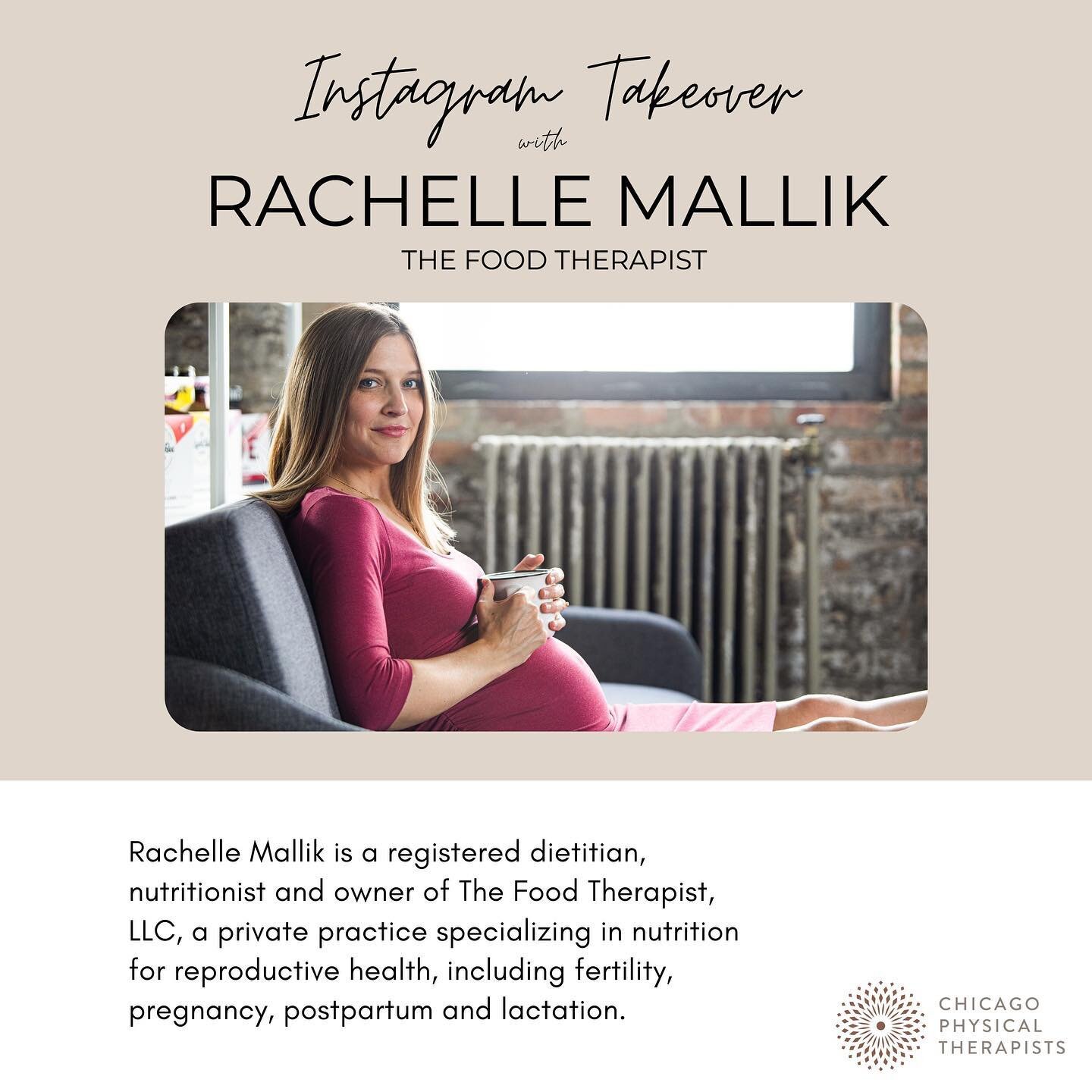 Mark your calendar! Tuesday, March 21st Rachelle Mallik, The Food Therapist, is taking over our Instagram! 

Rachelle Mallik is a registered dietitian, nutritionist and owner of The Food Therapist, LLC, a private practice specializing in nutrition fo