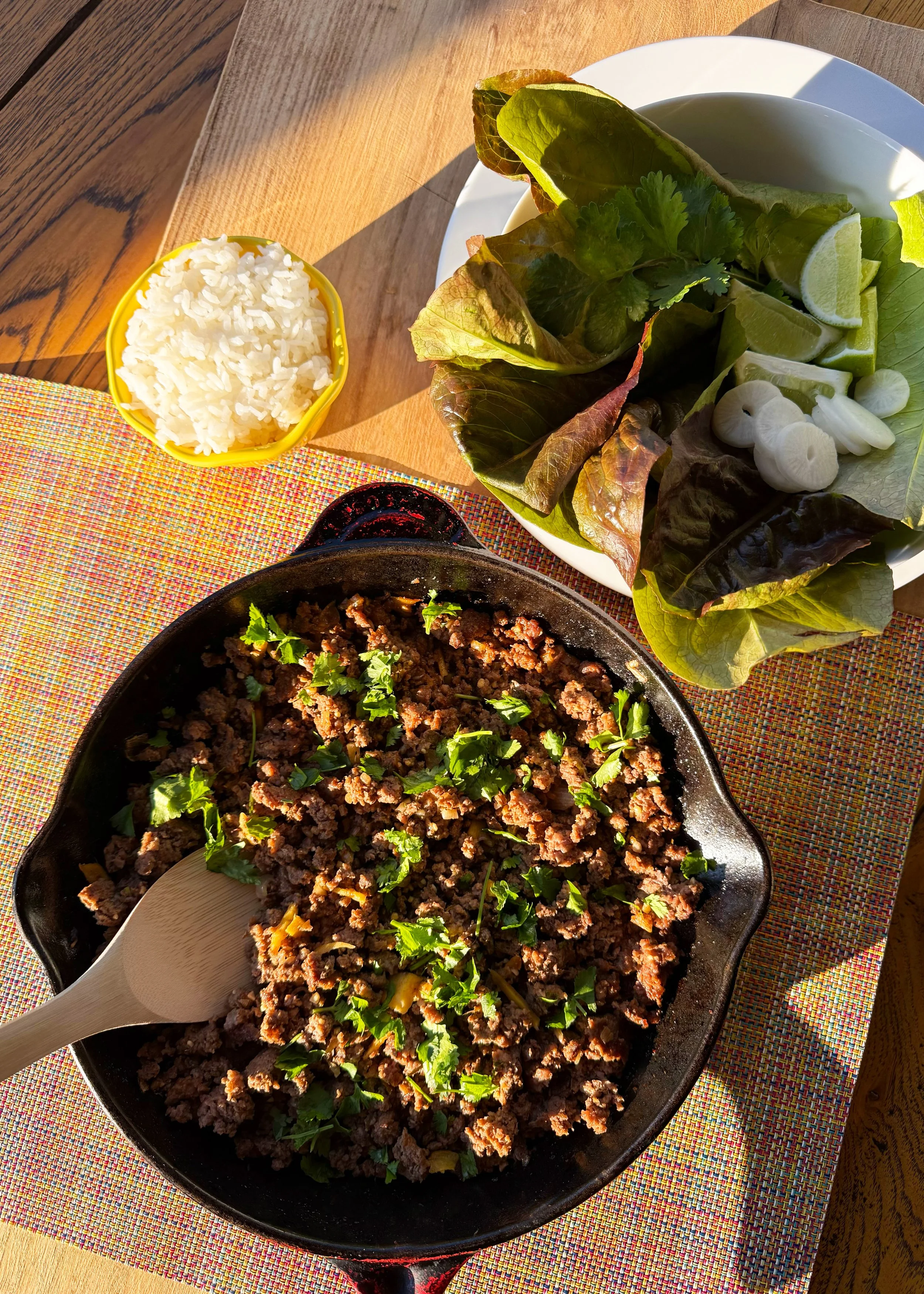 Gingery Ground Beef with Lime and Herbs