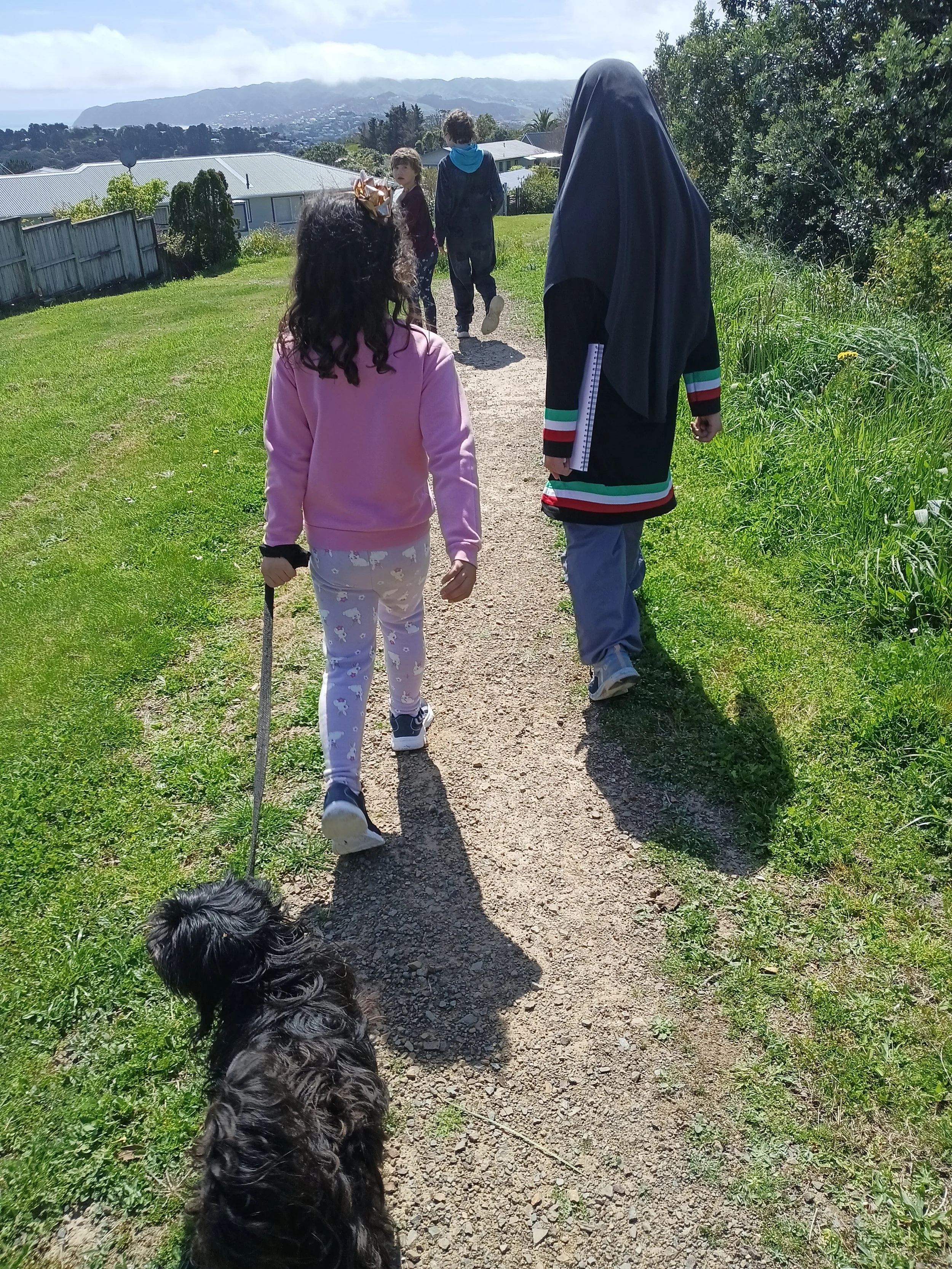 Children and an adult walking together outdoors in the Porirua area