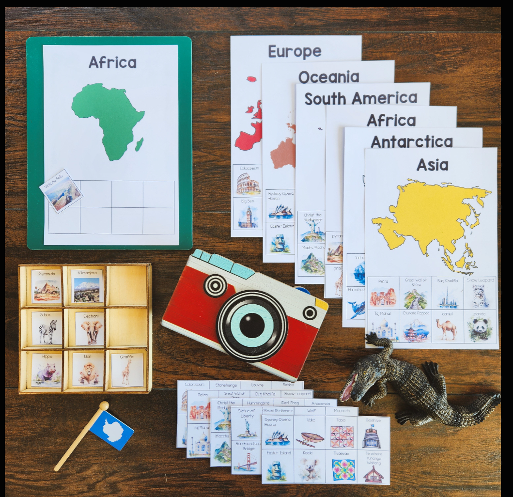 Montessori continents and geography learning materials