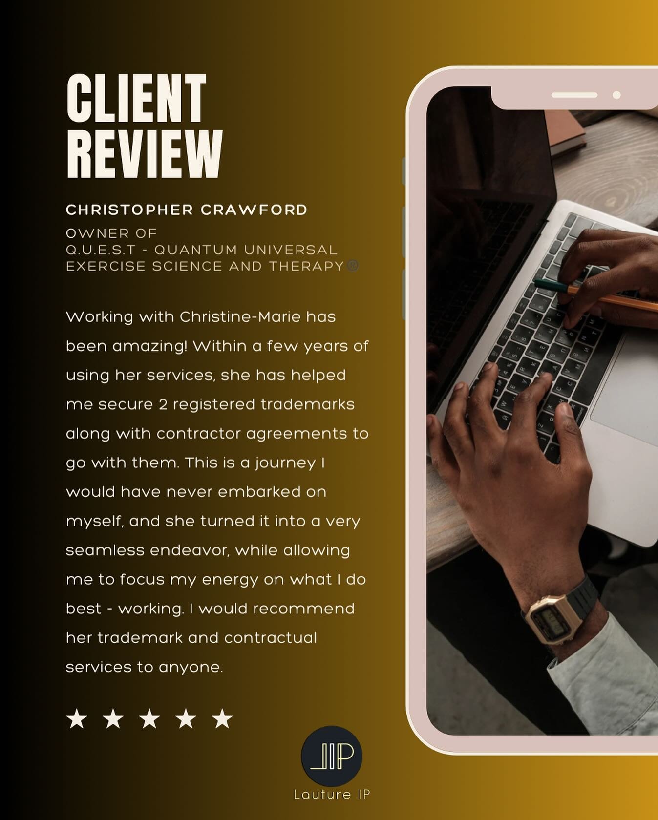 🌟Happy to continuously serve and help our clients 𝗽𝘂𝗿𝘀𝘂𝗲 𝘁𝗵𝗲 𝗽𝗮𝘀𝘀𝗶𝗼𝗻!⁣
⁣
As many know, in an ever-changing area of law and looking to help translate its respective IP vernacular, 𝗟𝗮𝘂𝘁𝘂𝗿𝗲 𝗜𝗣 was founded to bridge the knowledg