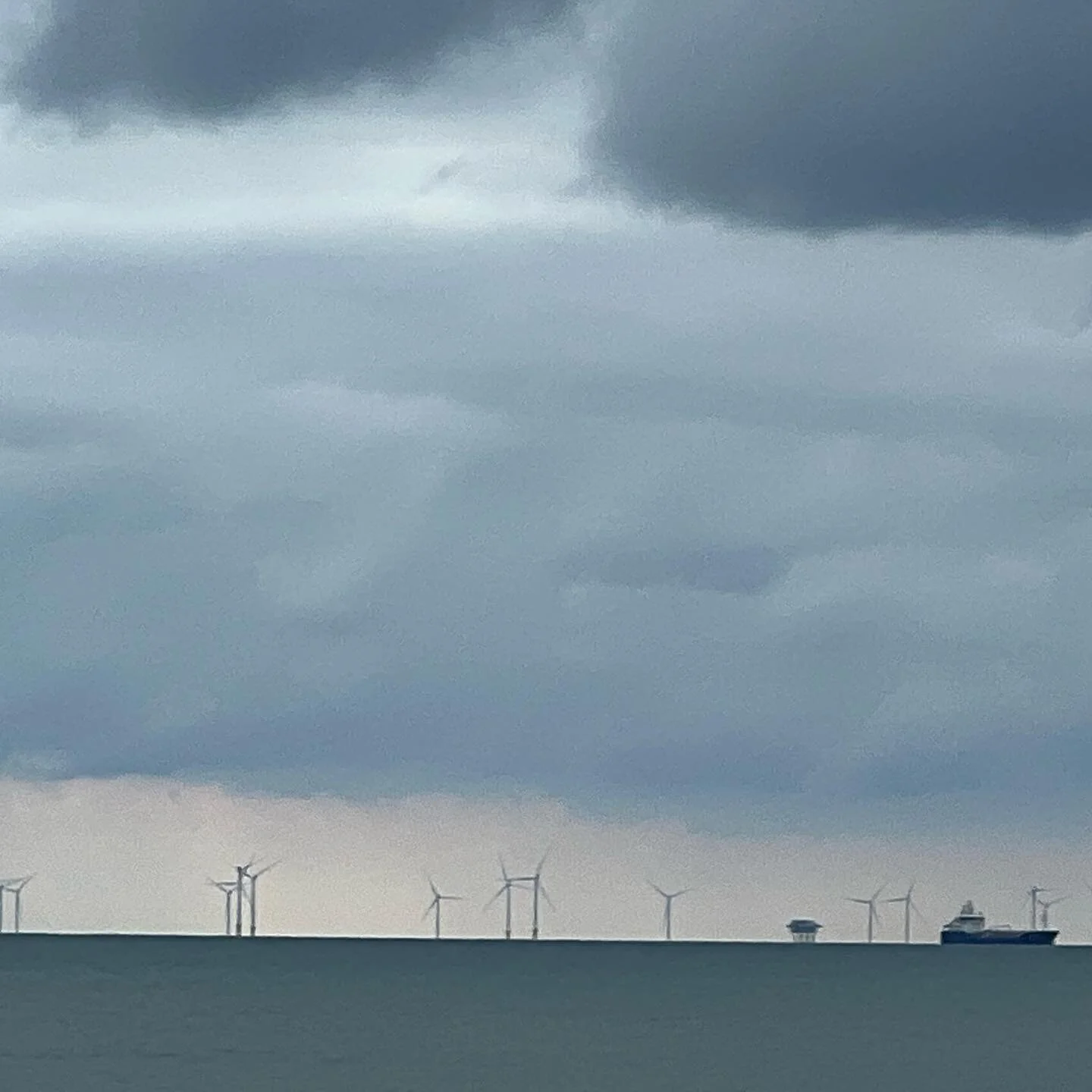 So I recognise the wind turbines, and the boat, but what is the thing that looks like half a takeaway coffee cup? #nofilter #windfarm #thisisbrightonandhove #cloudphoto #seaphotography🌊🌊 #artinspiration