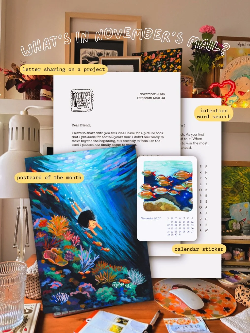 Sharing with you Nov Sunbeam Mail Club goodies, join before 20 Nov to receive them in your mailbox. Link in bio or comment ☀️ and I&rsquo;ll send you a direct link 

#artmailclub #sgmailclub #sgartist