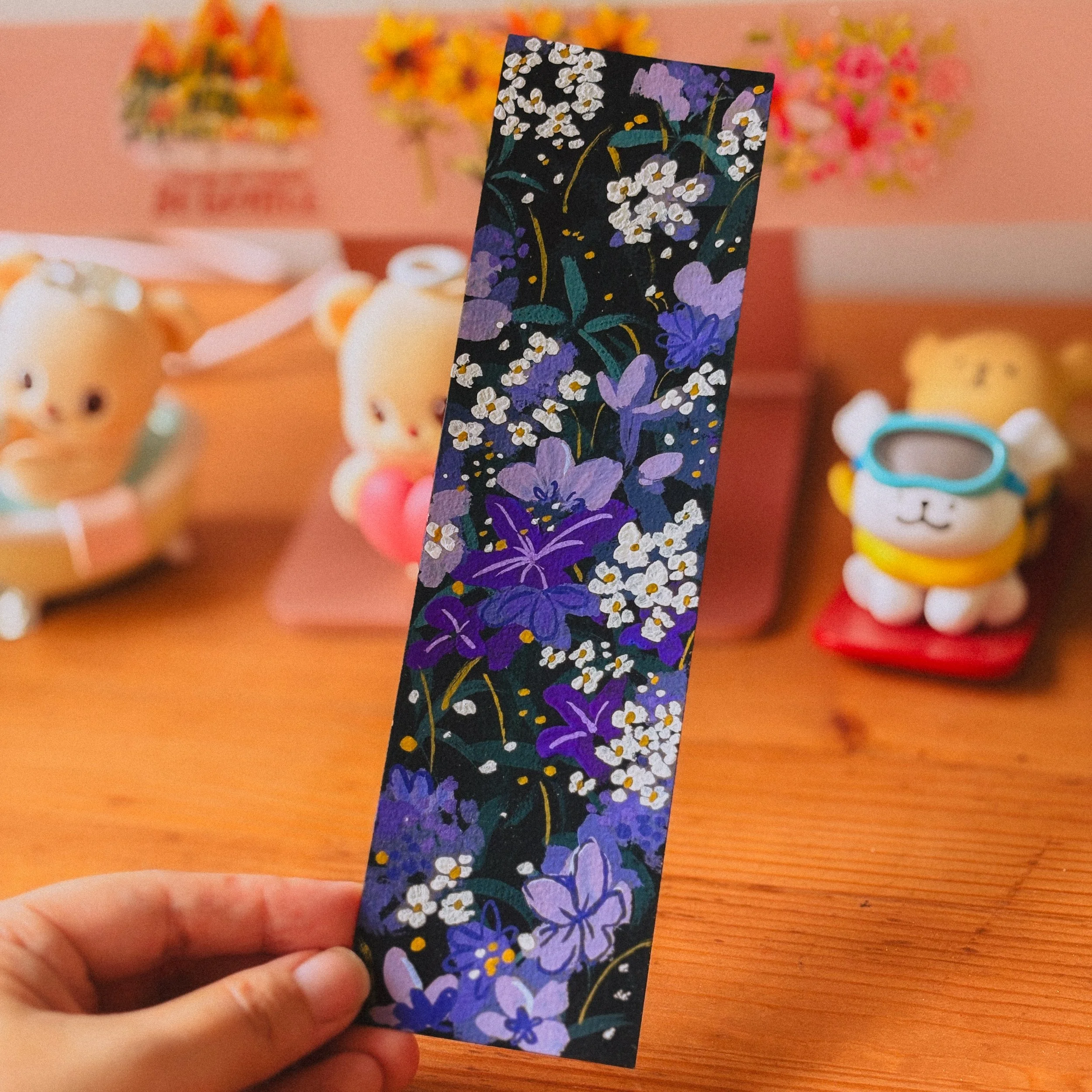 Hand-Painted Wildflower Bookmark | Purple Wildflowers