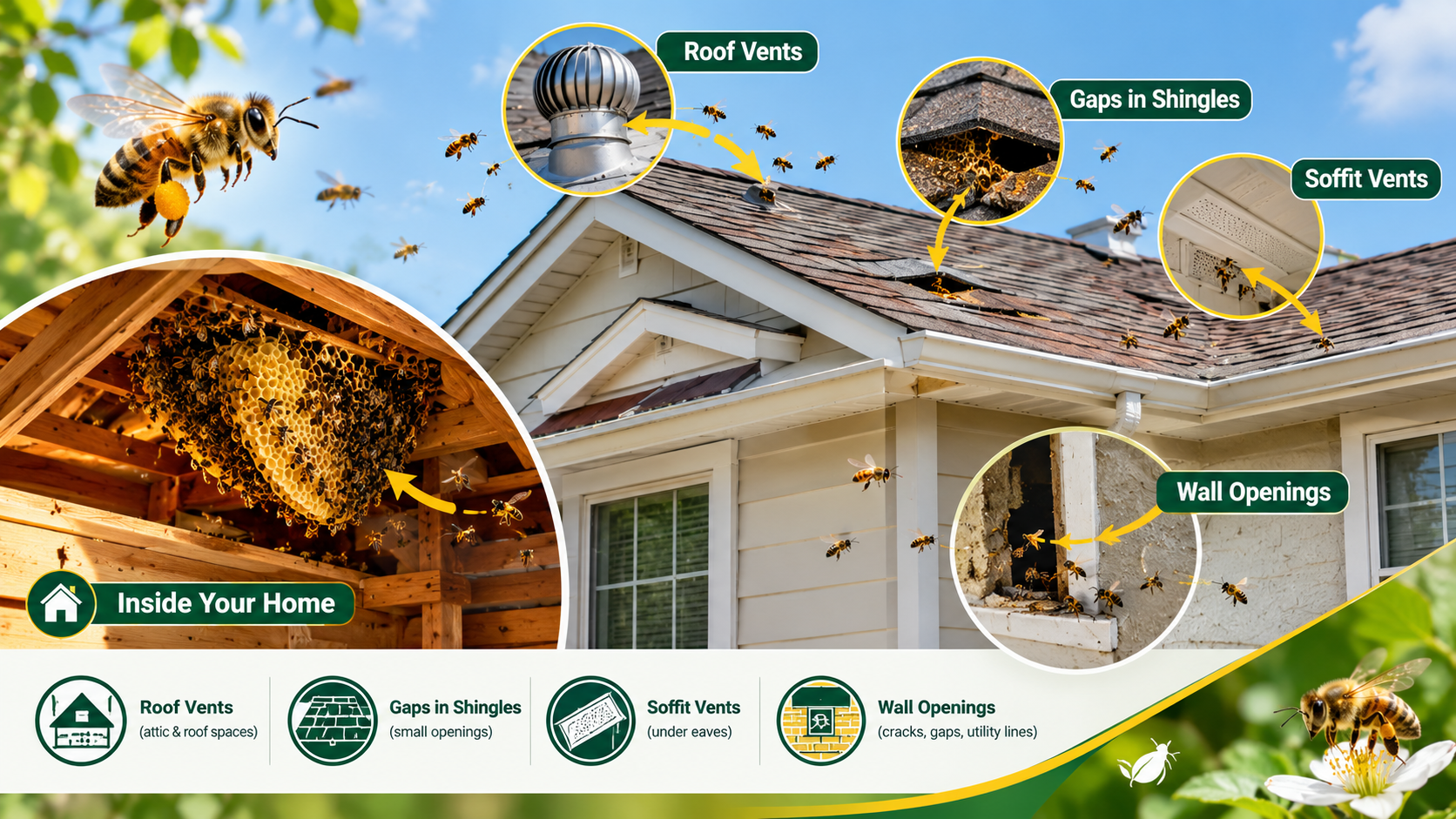 How Bees Enter Homes Through Roof Vents and Openings.