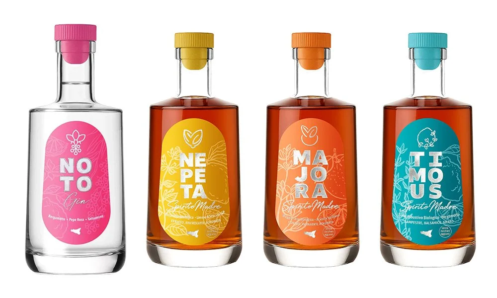 Nepeta amari and gin bottles